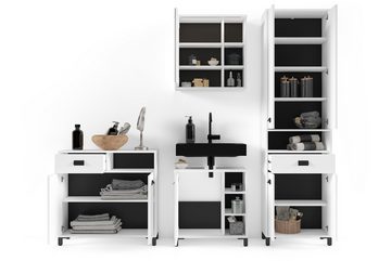 byLIVING Kommode WELLNESS (B 80,5, H 77,5, T 31 cm), Badschrank mit offenem Fach in Artisan Eiche Nachbildung oder weiß