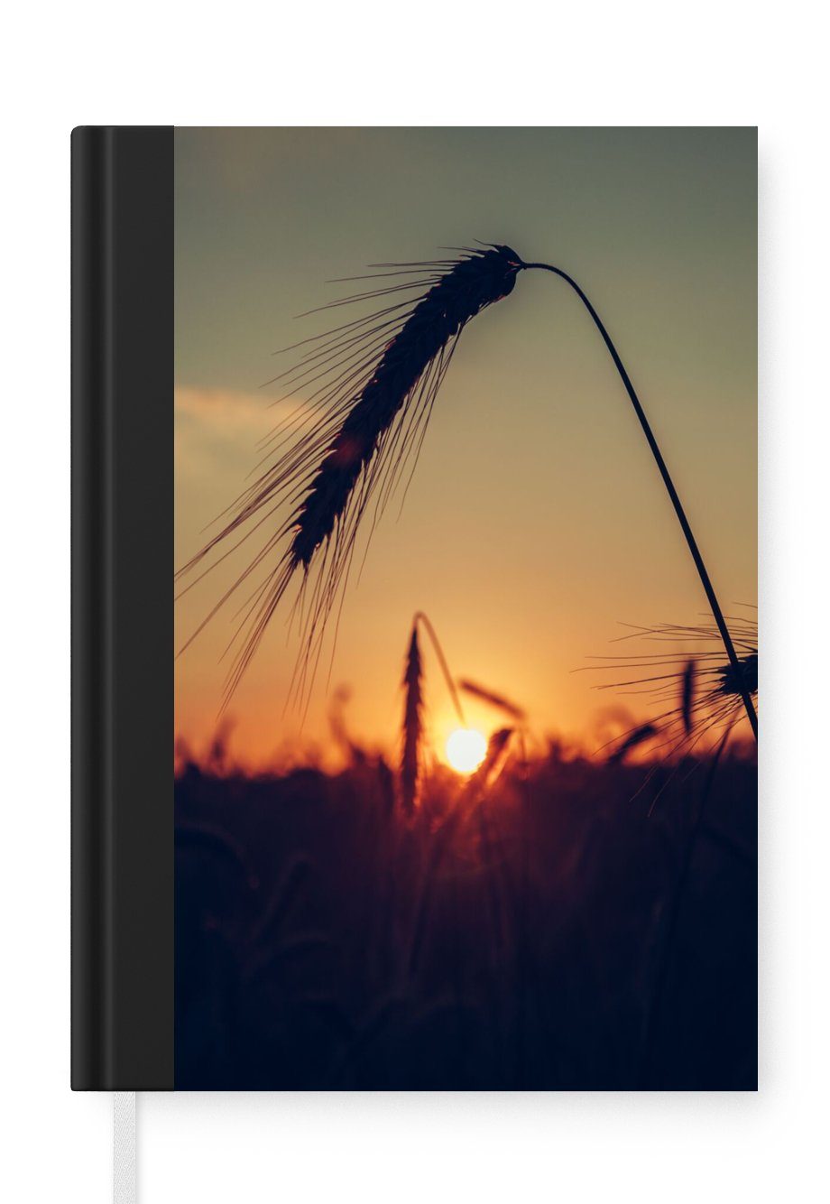 MuchoWow Notizbuch Gras - Herbst - Sonnenuntergang - Jahreszeiten - Landschaft, Journal, Merkzettel, Tagebuch, Notizheft, A5, 98 Seiten, Haushaltsbuch