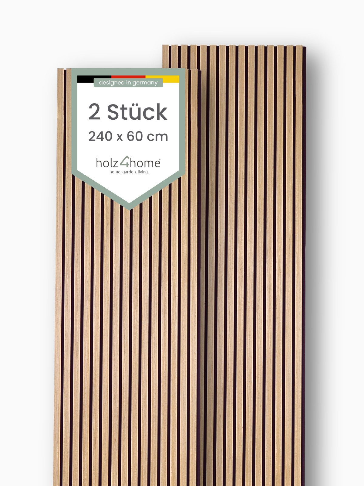 holz4home® 3D Wandpaneel Akustikpaneel Set Holz 240x60 cm I Wandpaneel aus MDF in Holzoptik, (2-tlg) Modern und Minimalistisch