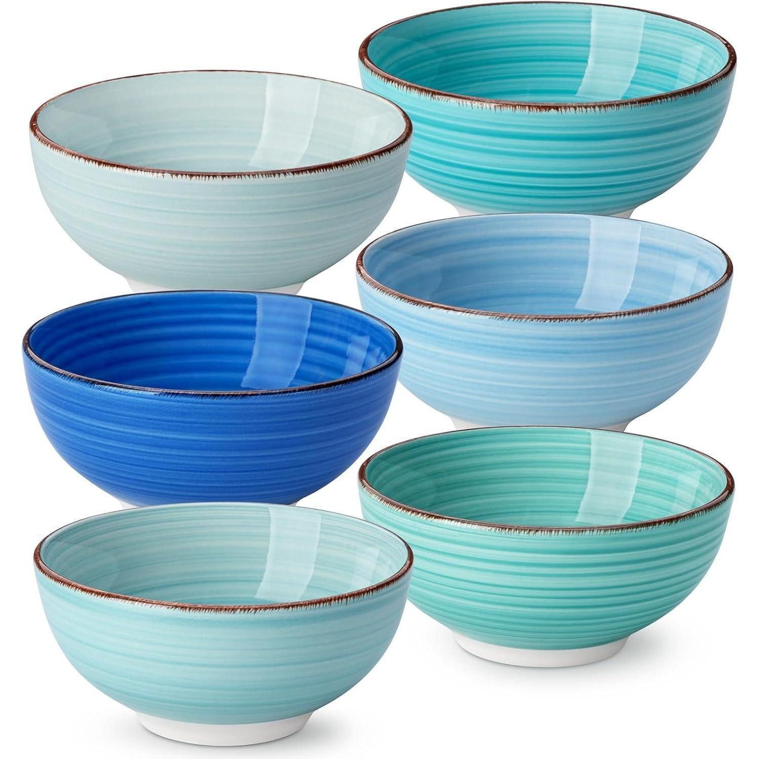 LuxusKollektion Dessertschale Dessertschalen Set Steinzeug 6-teilig Blau 12Oz