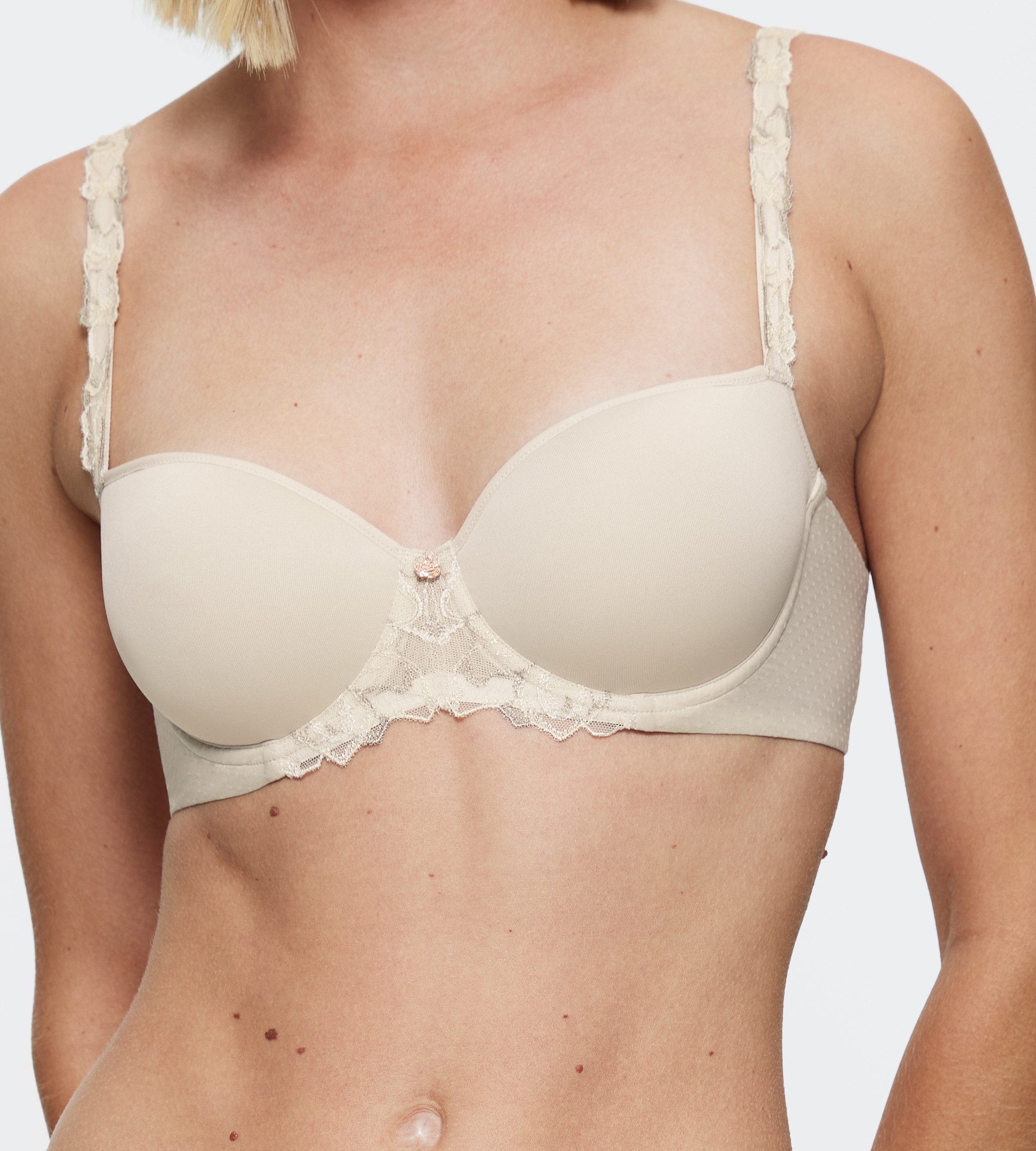 Triumph Balconette-BH Wild Azalea Florale WHP mehrfarbige Spitzendetails, Satin-Jacquard, glatte Spacer-Cups