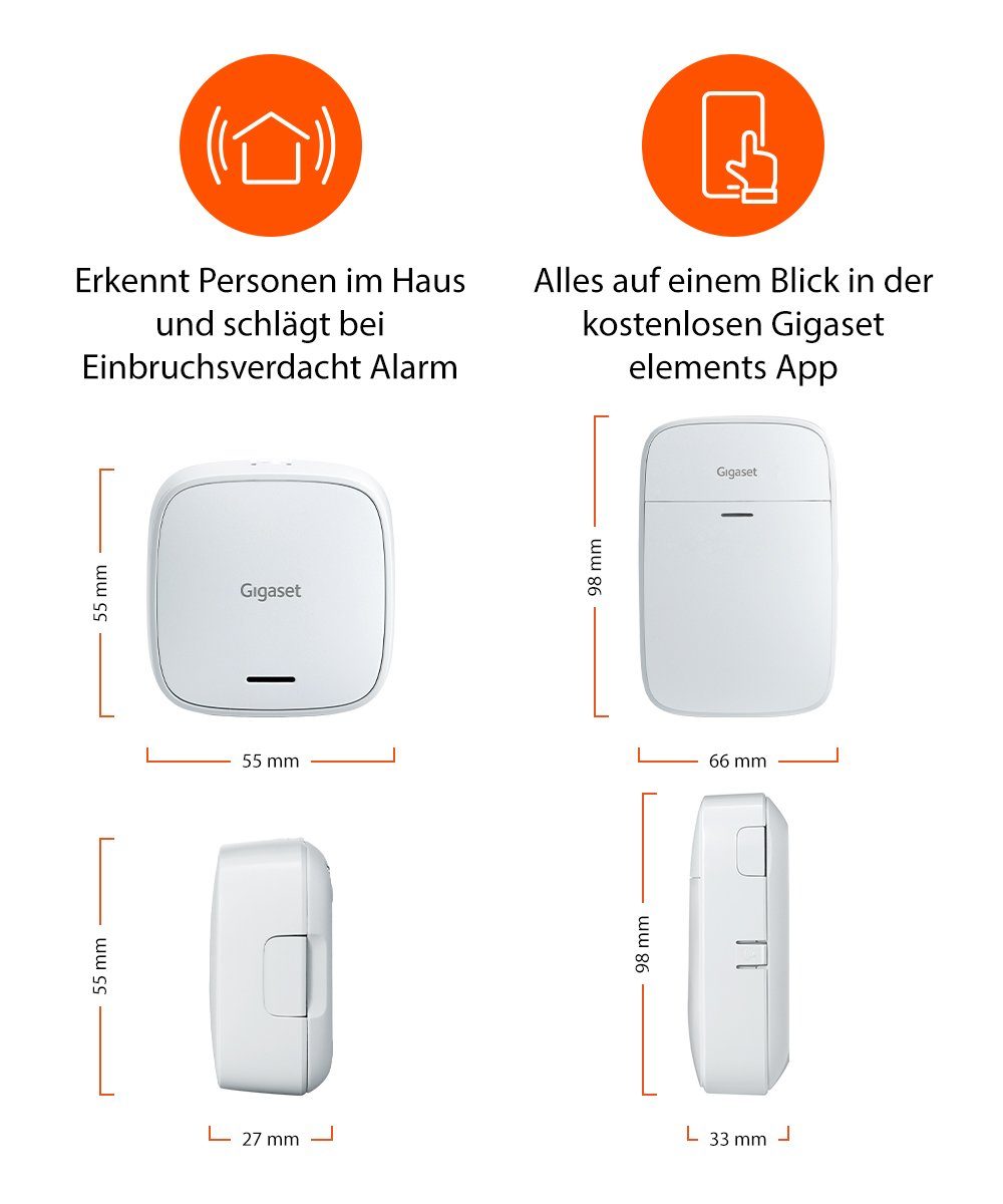 Tür-/Fenstersensor und mit Starter-Set Smart-Home Alarm-System Basisstation Bewegungsmelder, Gigaset