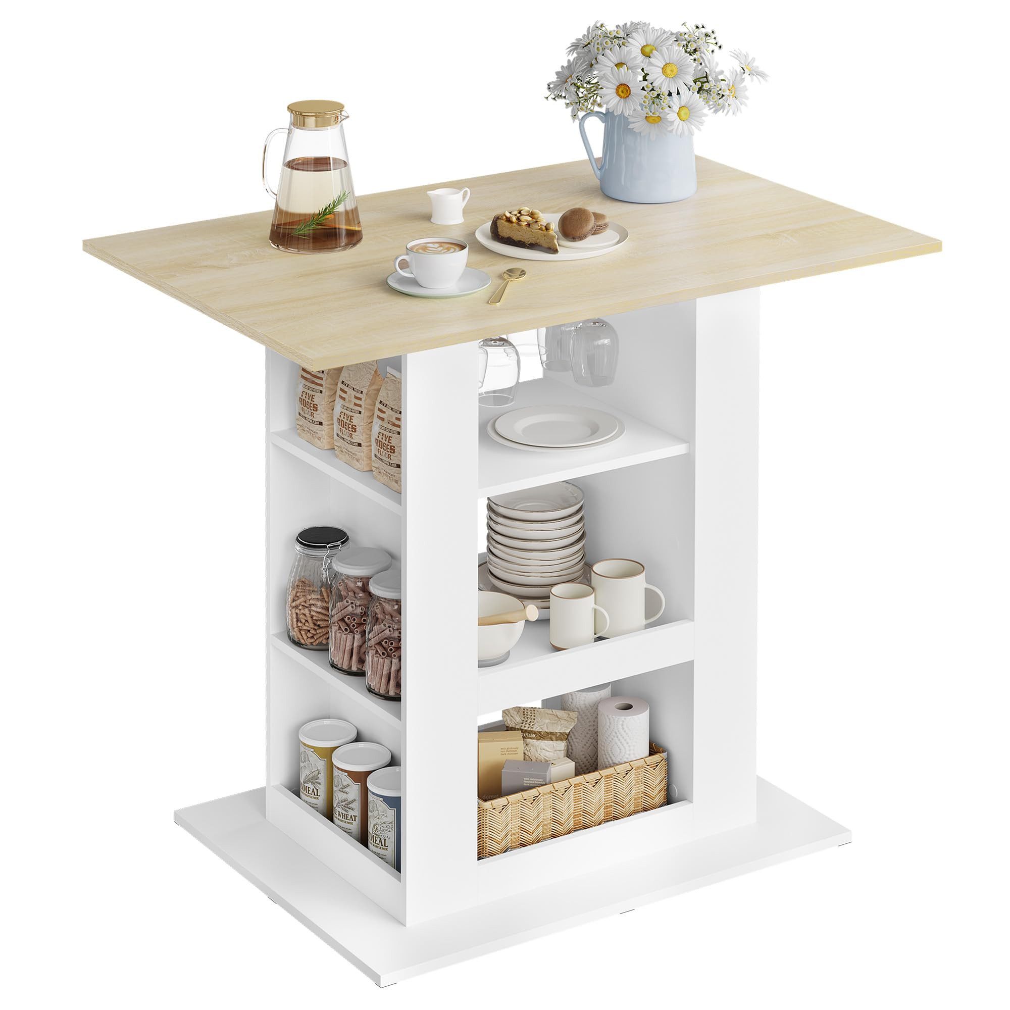 Woltu Bartisch (1-St), Stehtisch, 3 Ablagefächern, seitlichen Ablagen, für günstig online kaufen