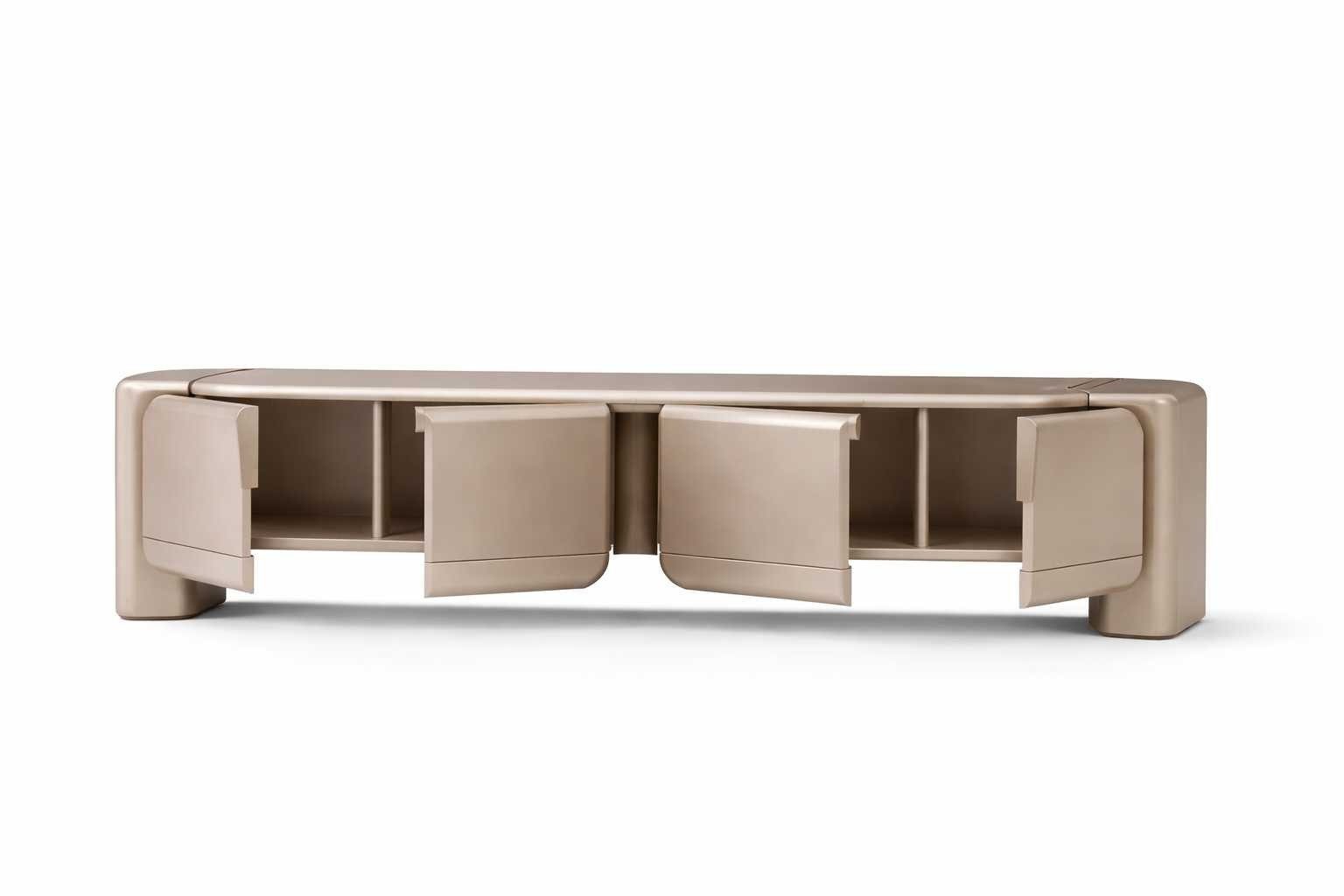 Xlmoebel Lowboard Elegantes TV-Lowboard aus Holz in Gold mit 4 Türen für Ihr, Made in Europa