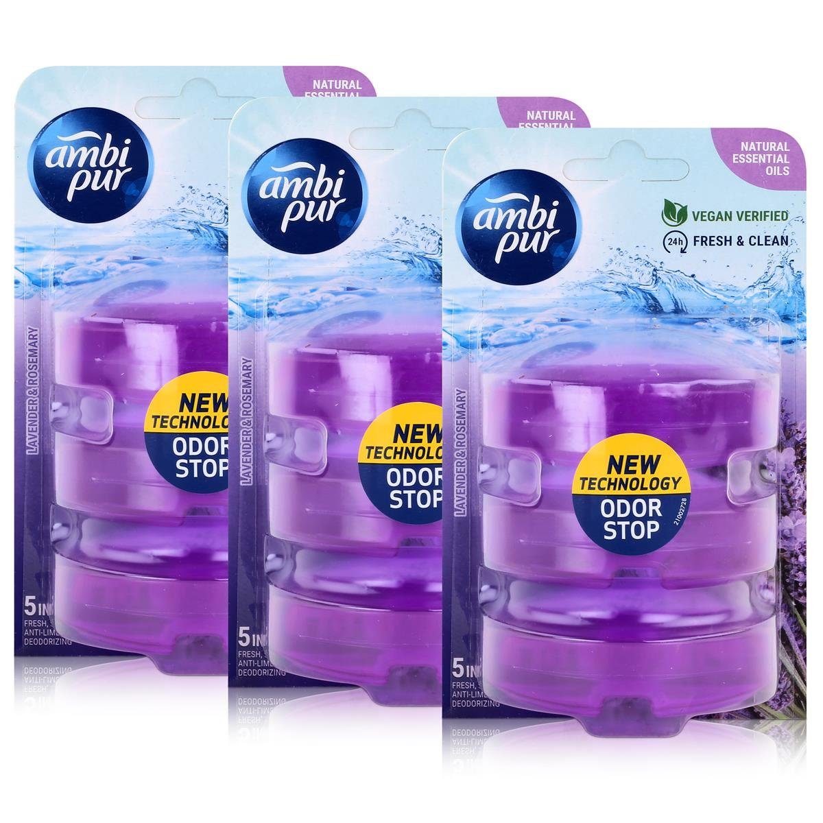 WC-Duftspüler Ambi Pur WC-Frische Lavender & Rosemary Nachfüller 3x55ml (3er Pack)