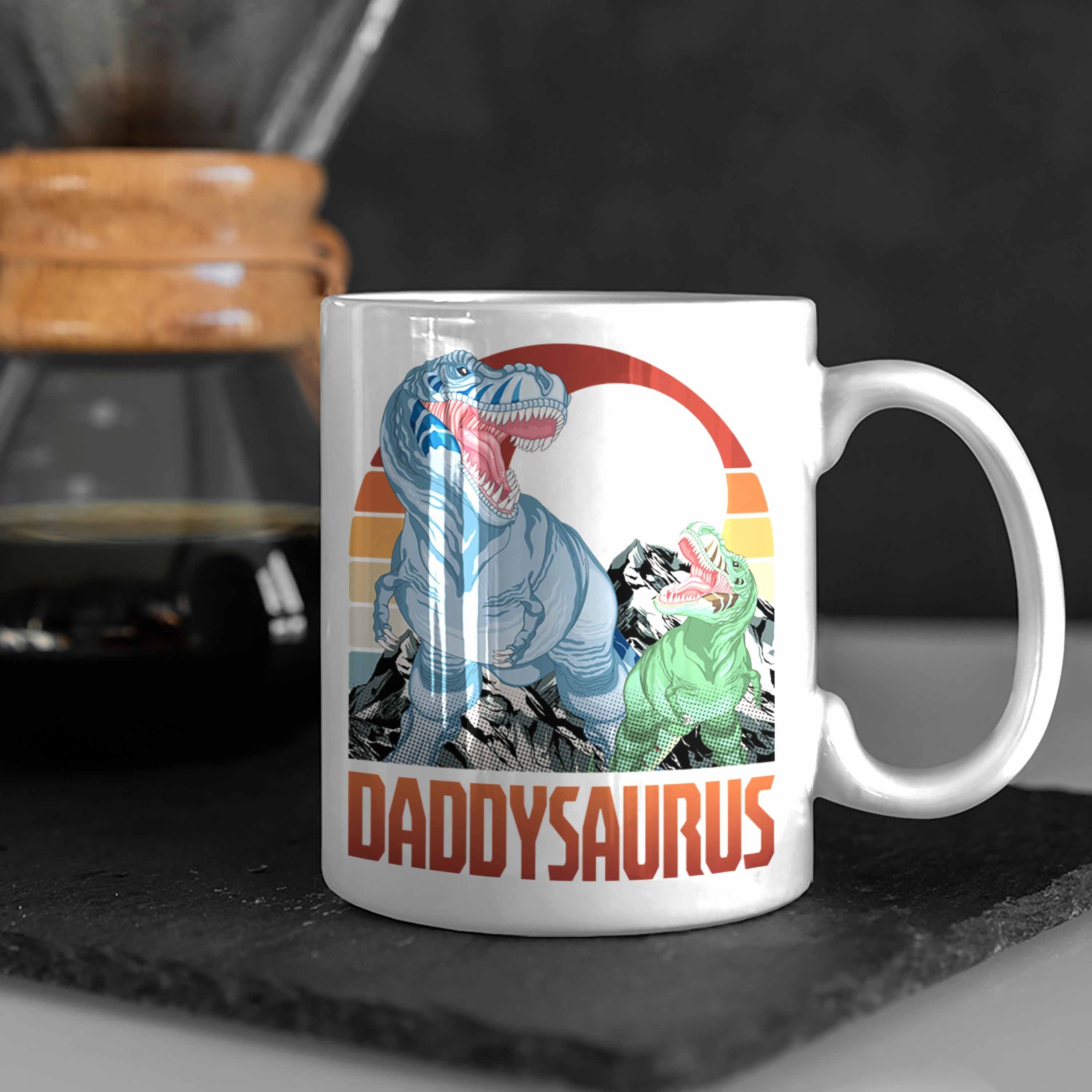 Geburtstag Weihnachten für Geschenk Vatert Tasse Daddysaurus Trendation zum Weiss Tasse Vater