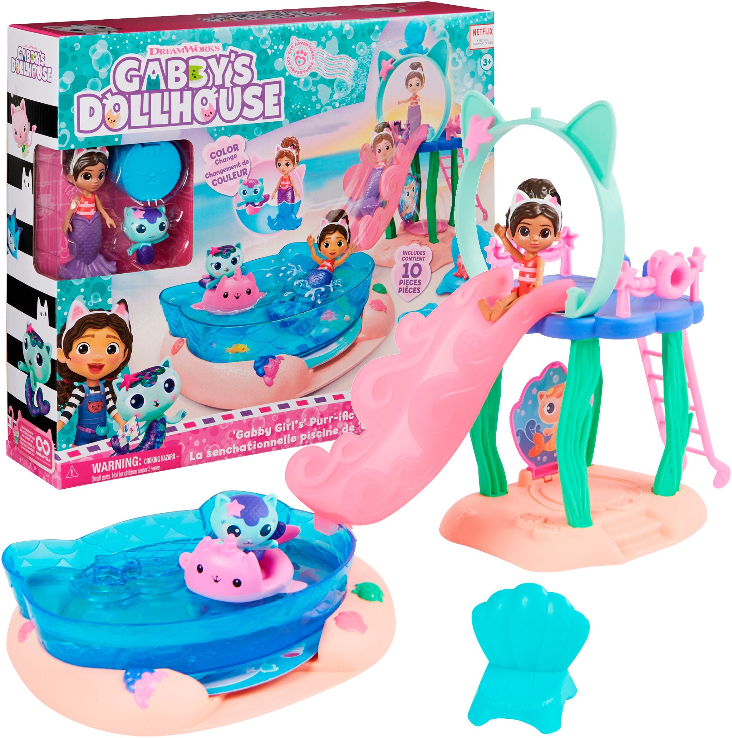 Spin Master Spielwelt Gabby's Dollhouse – Pool Spielset (Cat Adventures)