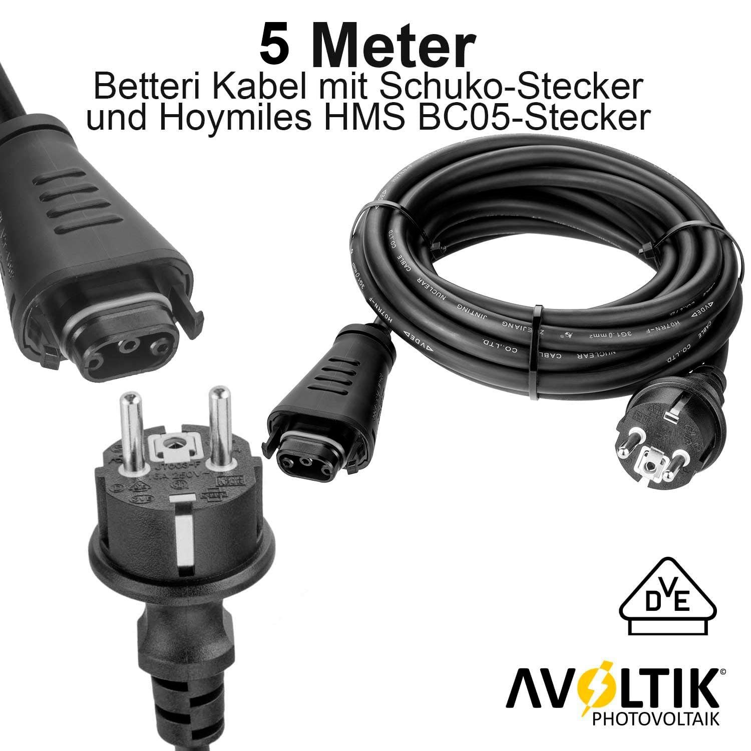 avoltik Betteri Kabel Schuko mit Hoymiles Stecker 3-15m Solar Steckdose Netz Solarkabel, (500 cm), Netz-Anschlussleitung mit Hoymiles Stecker auf Schuko-Steckdo – Bild 2 von 5