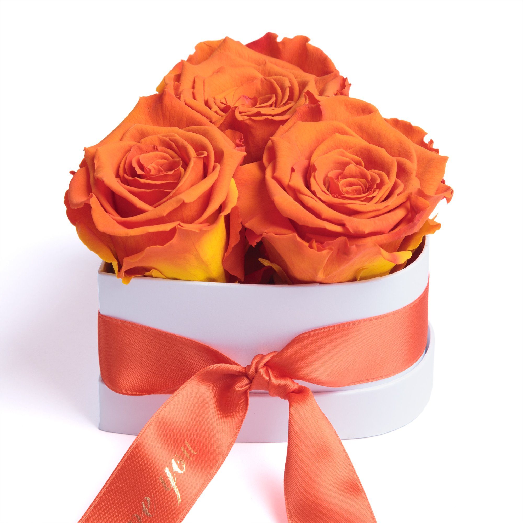 Kunstblume Rosenbox Herz Heidelberg, Geschenk Infinity You in Höhe I Rose, SCHULZ für Sie cm, 3 Box 8.5 Love Orange Valentinstag ROSEMARIE Rosen konservierte