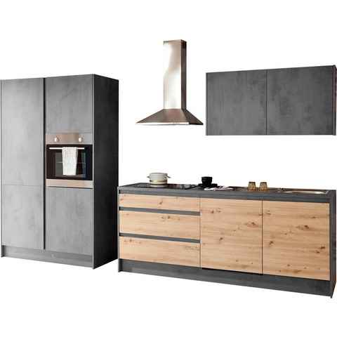 Kochstation Küchenzeile Isis, mit E-Geräten, Breite 337 cm