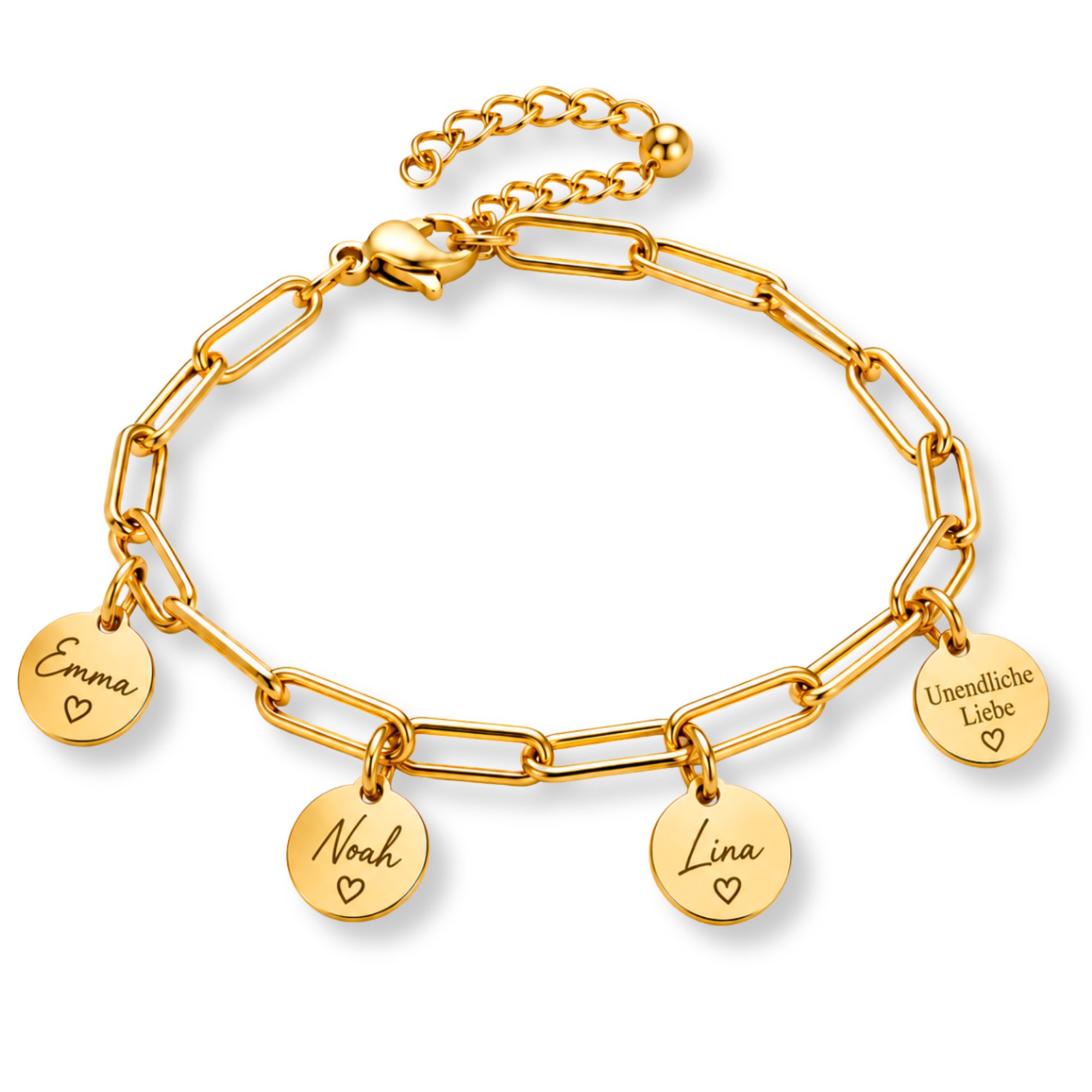 BS Schmuckdesign Armband mit Gravur Personalisiertes Plättchen-Armband mit Namen Familienarmband Edelstahl (1-tlg., personalisiert), größenverstellbar