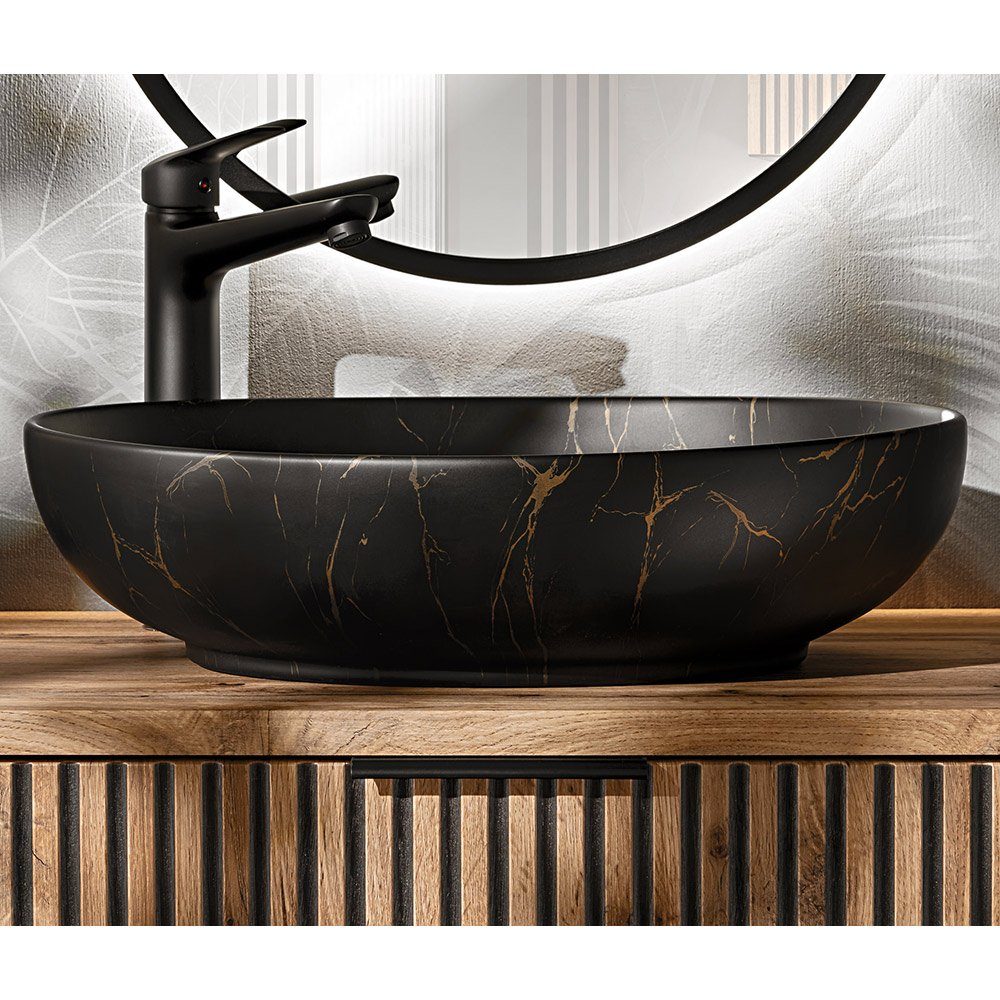 Lomadox Badmöbel-Set XANTEN-56, (Spar-Set, 3-St), anthrazit, Wotan Eiche Nb günstig online kaufen