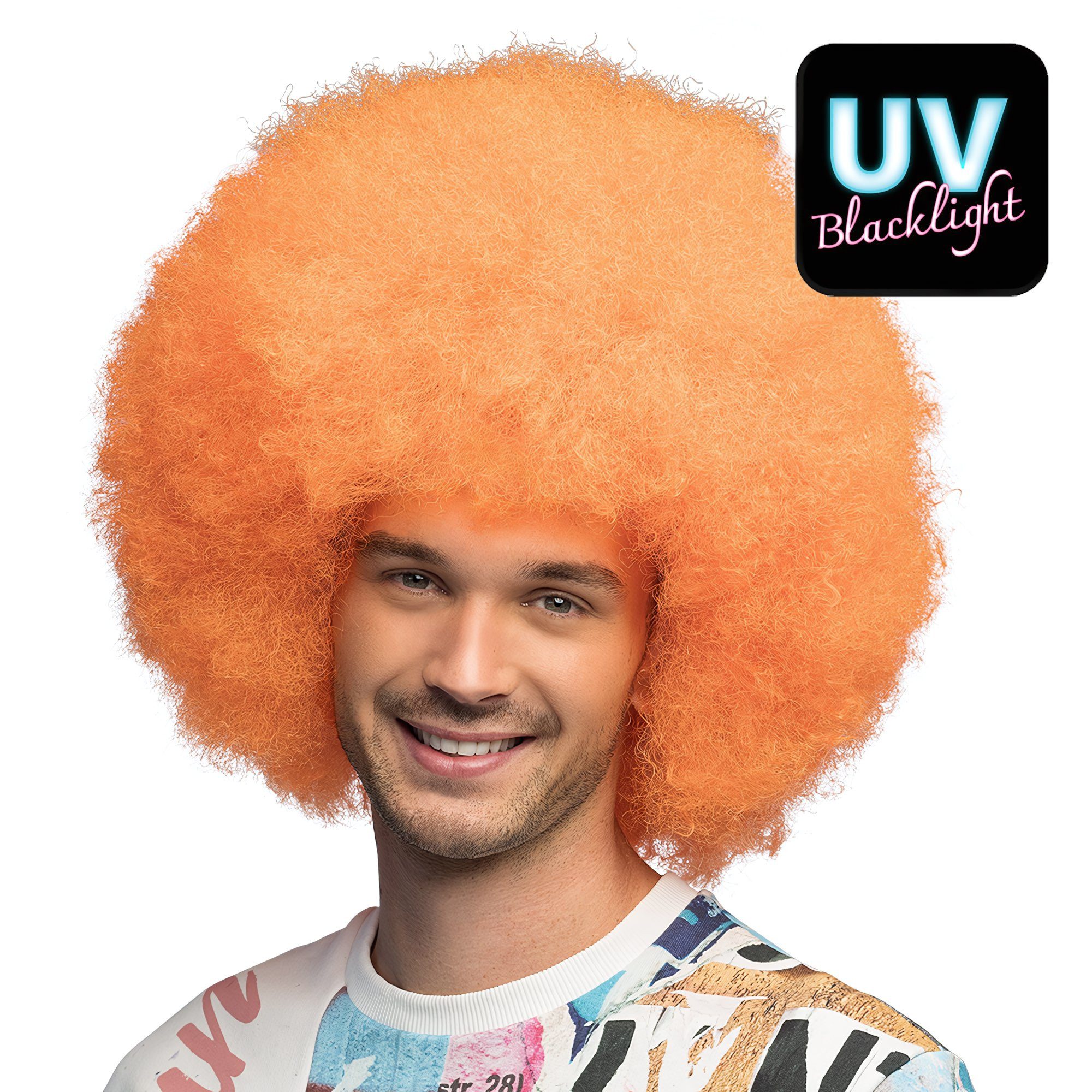 Kostüm-Perücke Zuckerwatte UV Perücke neonorange