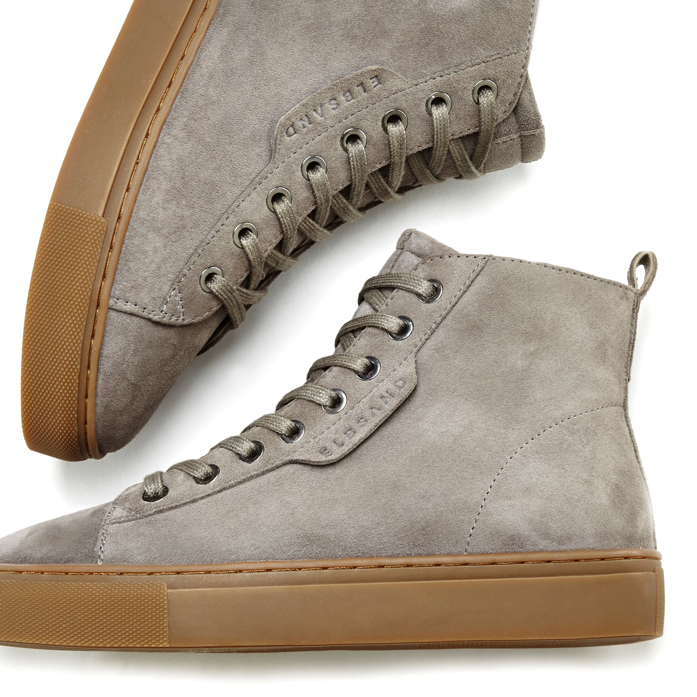 Boots, Leder, Schnür dunkelgrau Stiefel, weiches High-Top, Casual-Look Elbsand Sneaker Stiefelette