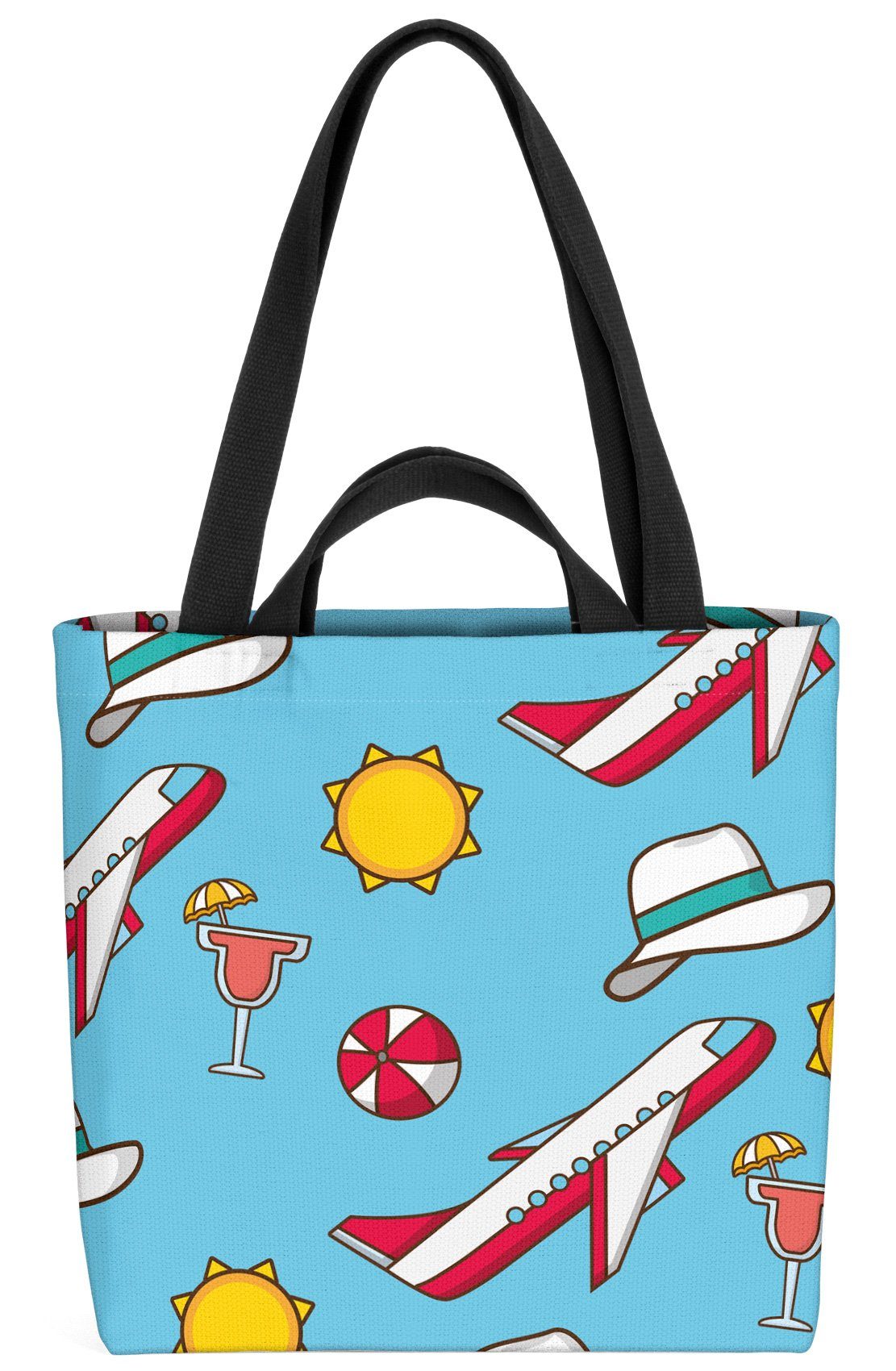 VOID Henkeltasche (1-tlg), Urlaubsreise Flugzeug Strand Urlaub Flugzeug Ball Cocktail Sonne Sommer