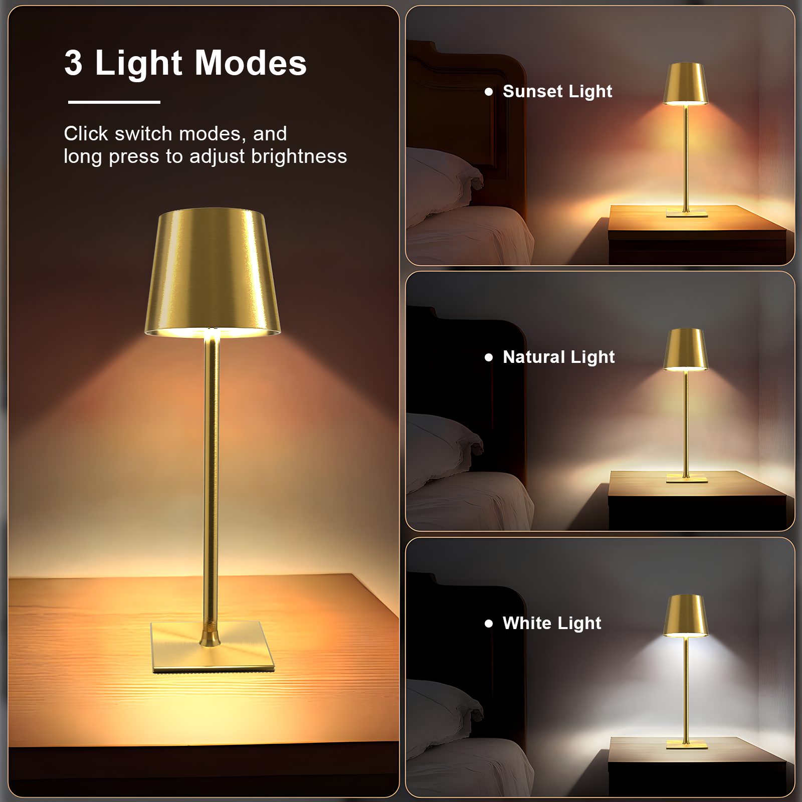 LQWELL LED Tischleuchte Tischlampe Kabellos Aufladbar, günstig online kaufen