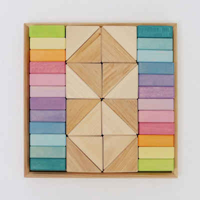 GRIMM´S Spiel und Holz Design Spielbausteine Pastell Duo Bausteine-Set mit 40 Holzklötzen inkl. Holzrahmen