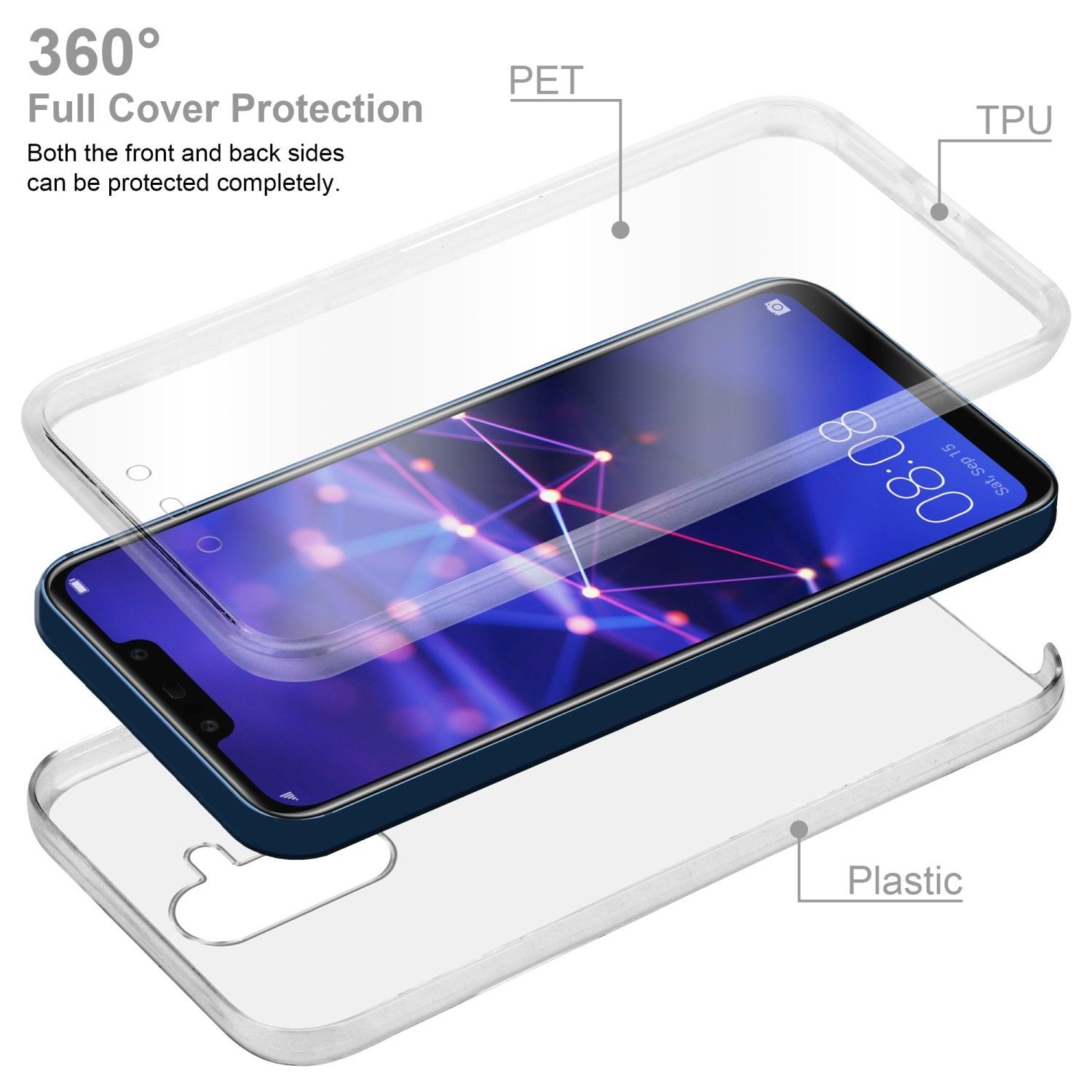 Cadorabo Handyhülle für Huawei MATE 20 LITE Hülle Huawei MATE 20 LITE, Flexible Case Handy Schutzhülle - Hülle - Back Cover 360° Grad