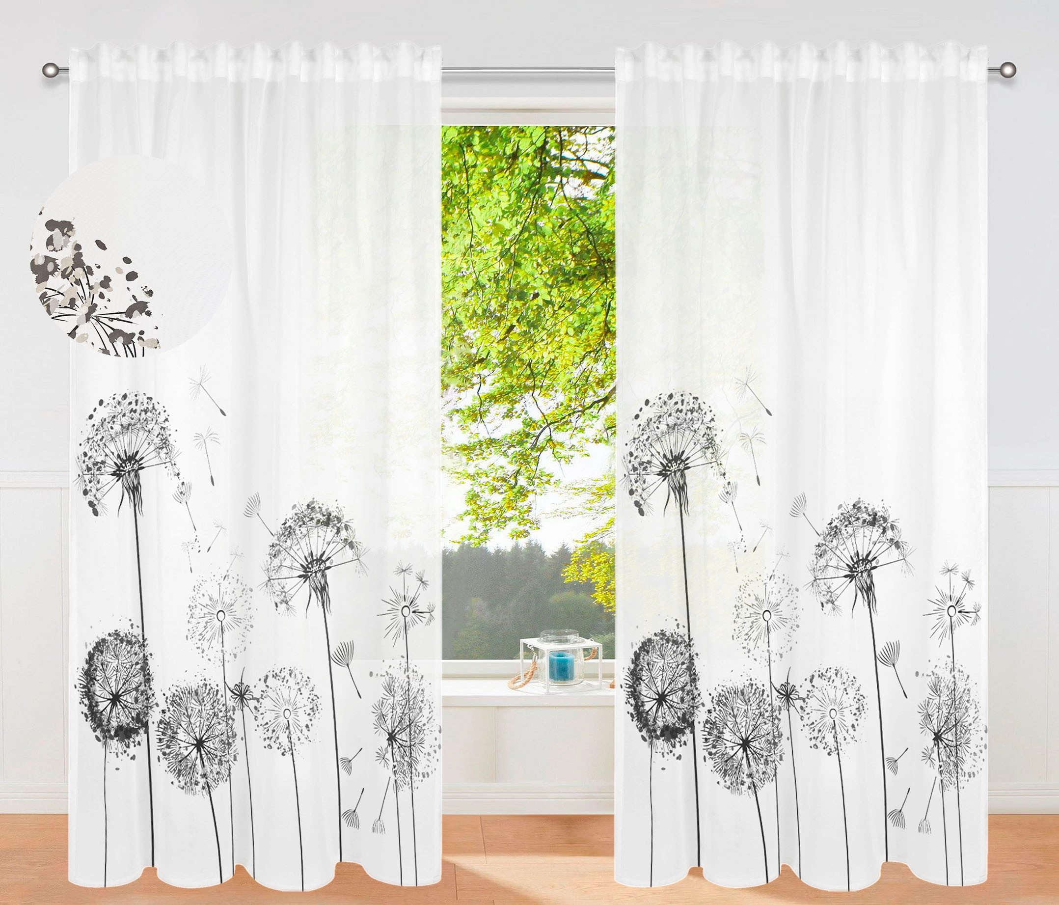 OTTO home Gardine Nannette (1 St), Multifunktionsband, halbtransparent, Polyester, halbtransparent, gemustert, pflegeleicht, verschiedene Größen