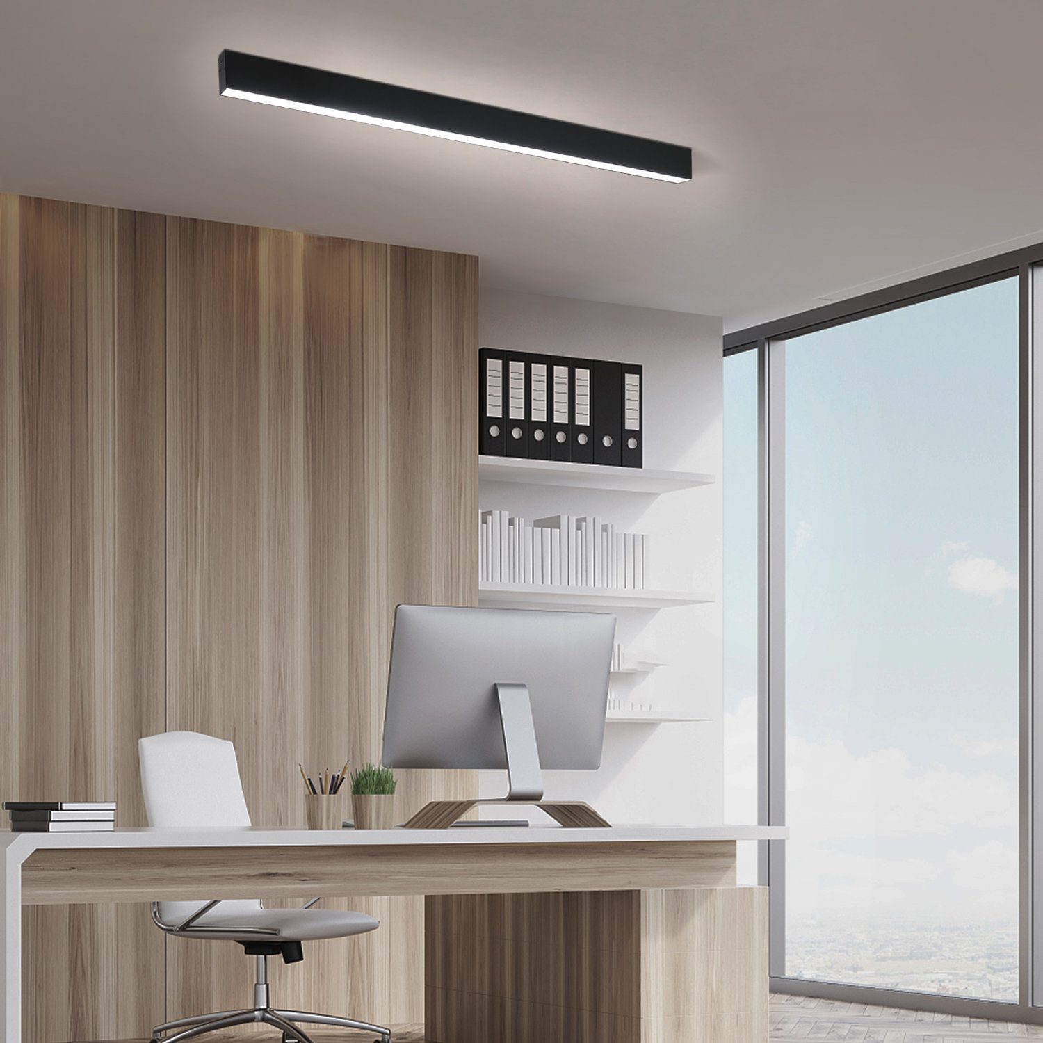 ZMH Deckenleuchten Wohnzimmer Modern Dimmbar Bürolampe Decke Mit Fernbedienung, LED fest integriert, LED fest integriert – Bild 3 von 5