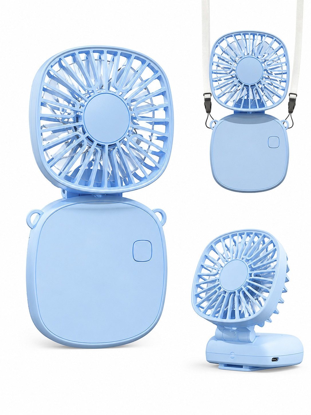 nsihing Handventilator Handventilator 3-in-1, Tragbarer Klappbarer Ventilator, 3 Windstufen, Leicht, Kompakt & Wiederaufladbar