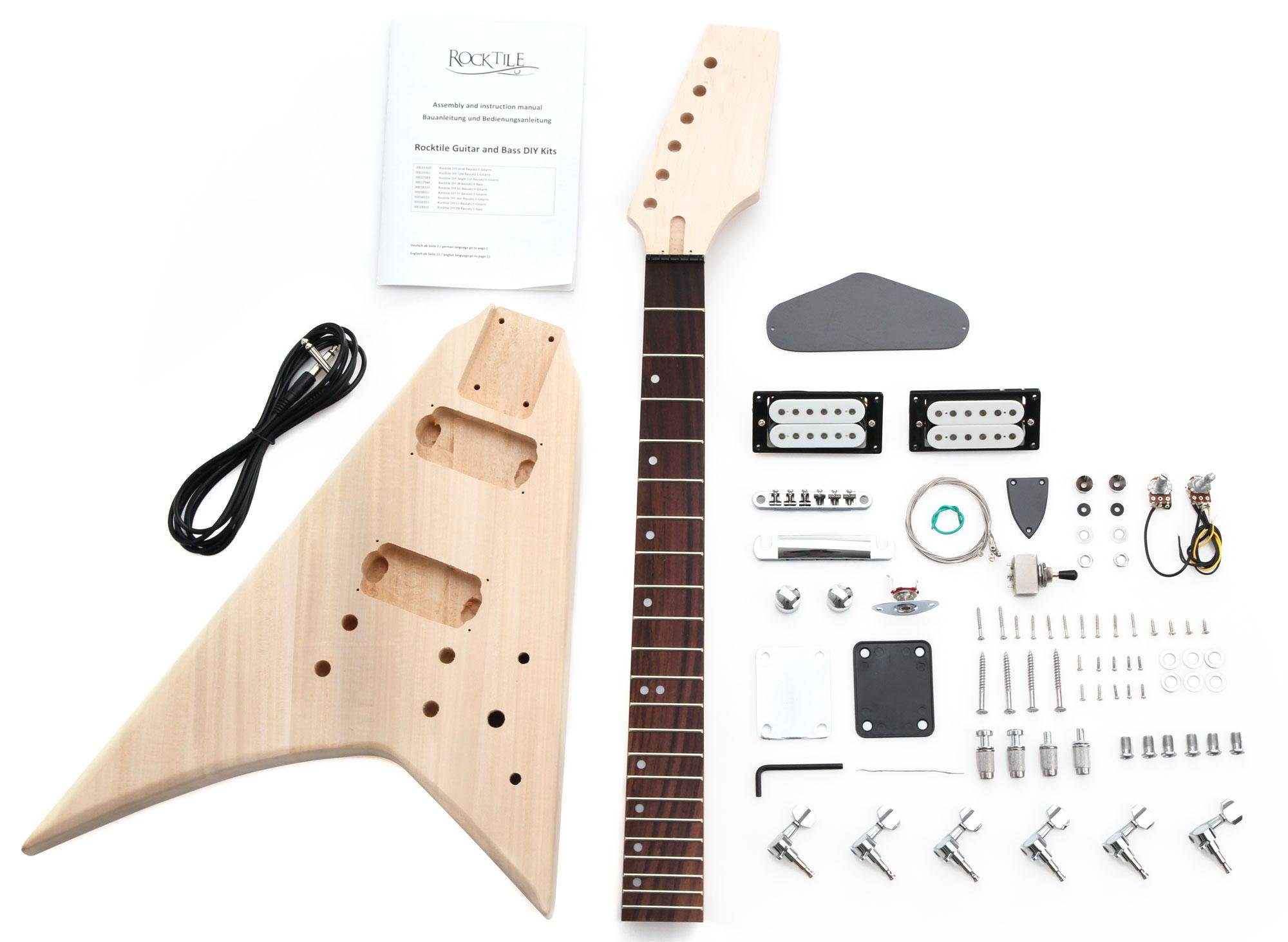 Rocktile E-Gitarre "Do-it-yourself" DIY Bausatz, Hollowbody TL-Style, Korpus: Mahagoni - Hals: Mahagoni geschraubt - Griffbrett: Blackwood