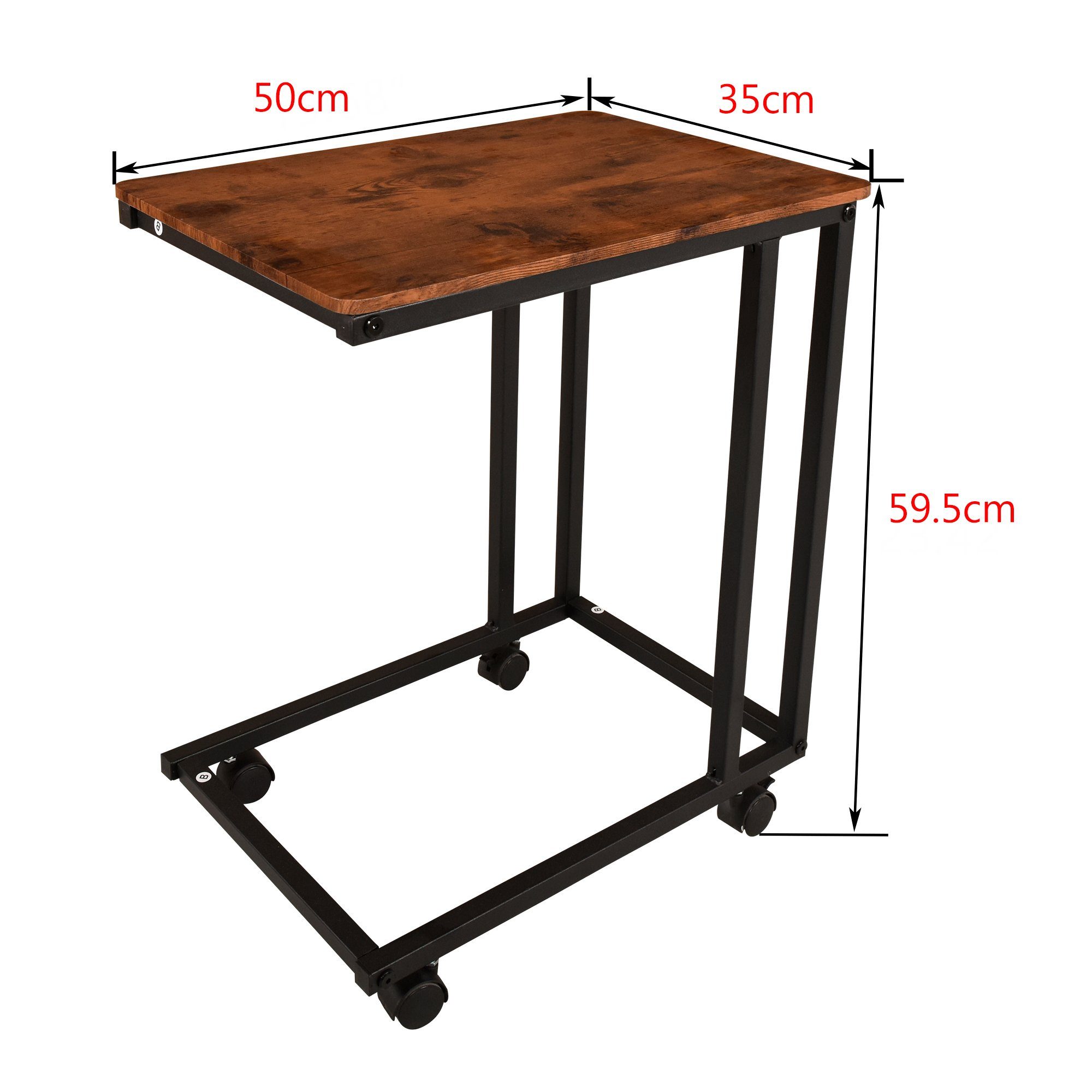 Computertisch Beistelltisch Ablagetisch, Industrie-Design), Braun für C-Form Notebooktisch Sofatisch Rollen Wohnzimmer, EXTSUD Pflegetisch Beistelltisch Laptoptisch (Kaffeetisch Couchtisch Schlafzimmer, auf Büro,Vintage