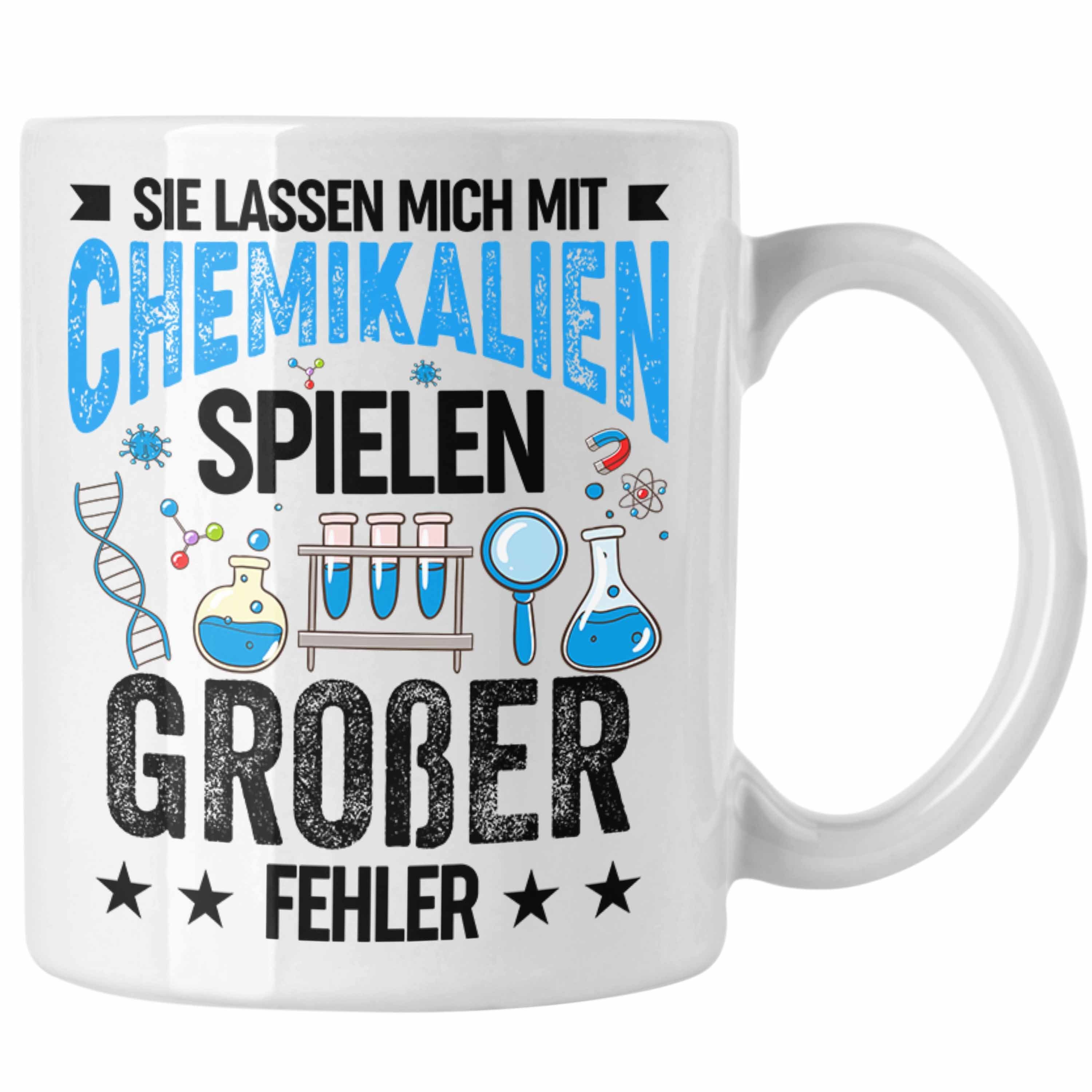 Trendation Tasse Trendation - Sie Lassen Mich Mich Chemikalien Spielen Tasse Geschenk für Chemiker Chemie-Lehrer Student Weiss