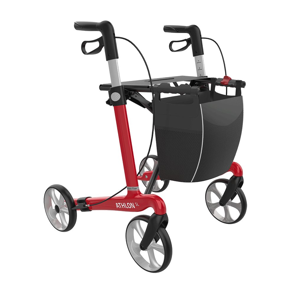 Rehasense Rollator Rehasense Athlon SL Carbon Rollator, Gr. L TPE Räder Racing Red, 8 Jahre Garantie