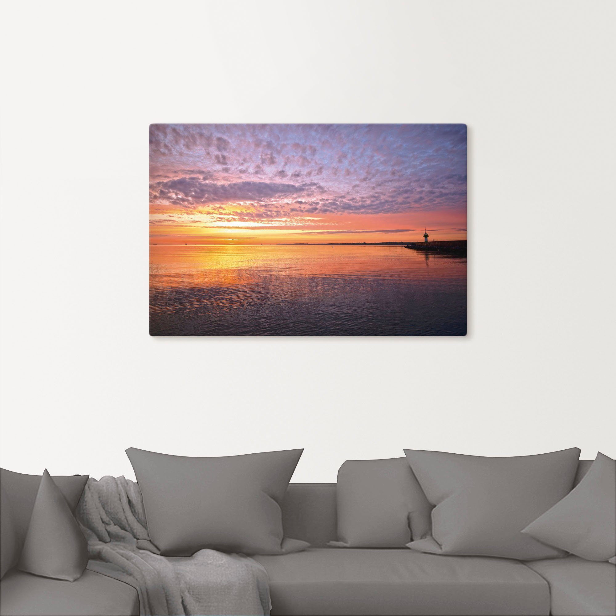 Artland Wandbild Sonnenaufgang Ostseestrand, Poster als Bilder (1 Größen oder am Wandaufkleber St), vom versch. Sonnenuntergang Alubild, Leinwandbild, -aufgang & in