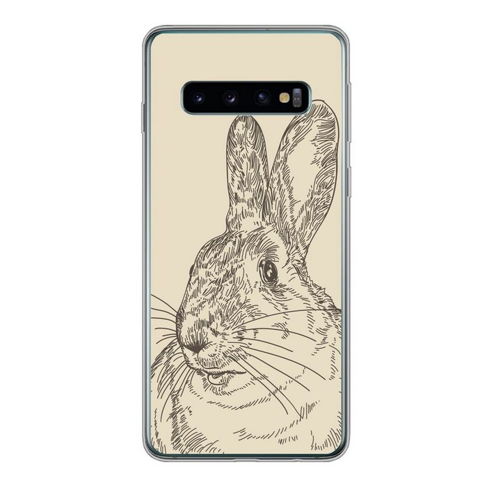 MuchoWow Handyhülle Vintage-Illustration eines Kaninchens Phone Case Handyhülle Samsung Galaxy S10 Silikon Schutzhülle