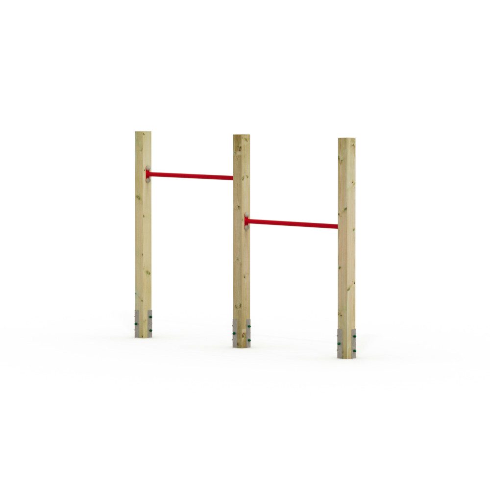 Wickey Turnreck FIT Tumble 302 - Doppel-Turnreck mit Reckstangen für den Garten, (Unterschiedlich montierbare Höhen (90 - 140 cm) – mitwachsend nutzbar, - Komplettset Inkl. Schrauben & Befestigungsmaterial), mitwachsend, extrem witterungsbeständig, 100 kg