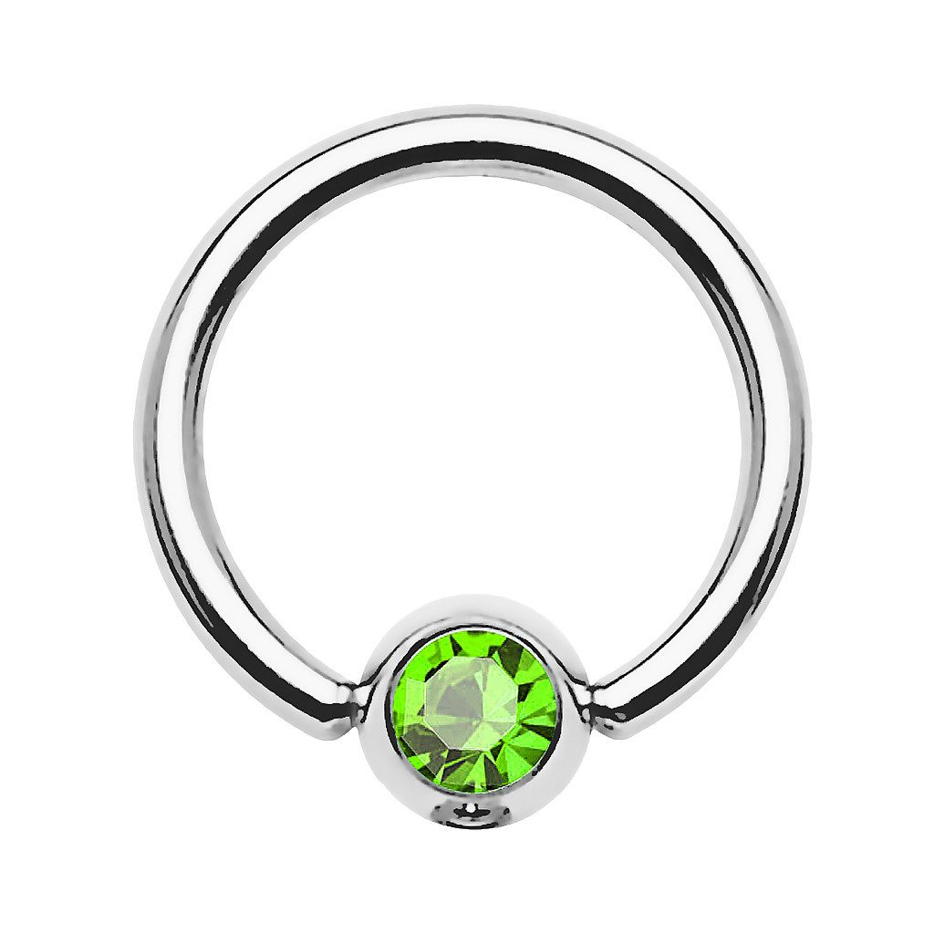 Taffstyle Nasenpiercing BCR Klemmring Tragus Universal Ring Silber Grün 1,2mm x 10mm x 4mm (Cartilage Tragus Helix Orbital Brust Lippenbädchen Lippenpiercing), Intim Piercing Edelstahl Nasenpiercing Nasenring Nase Ohrpiercing Ohr