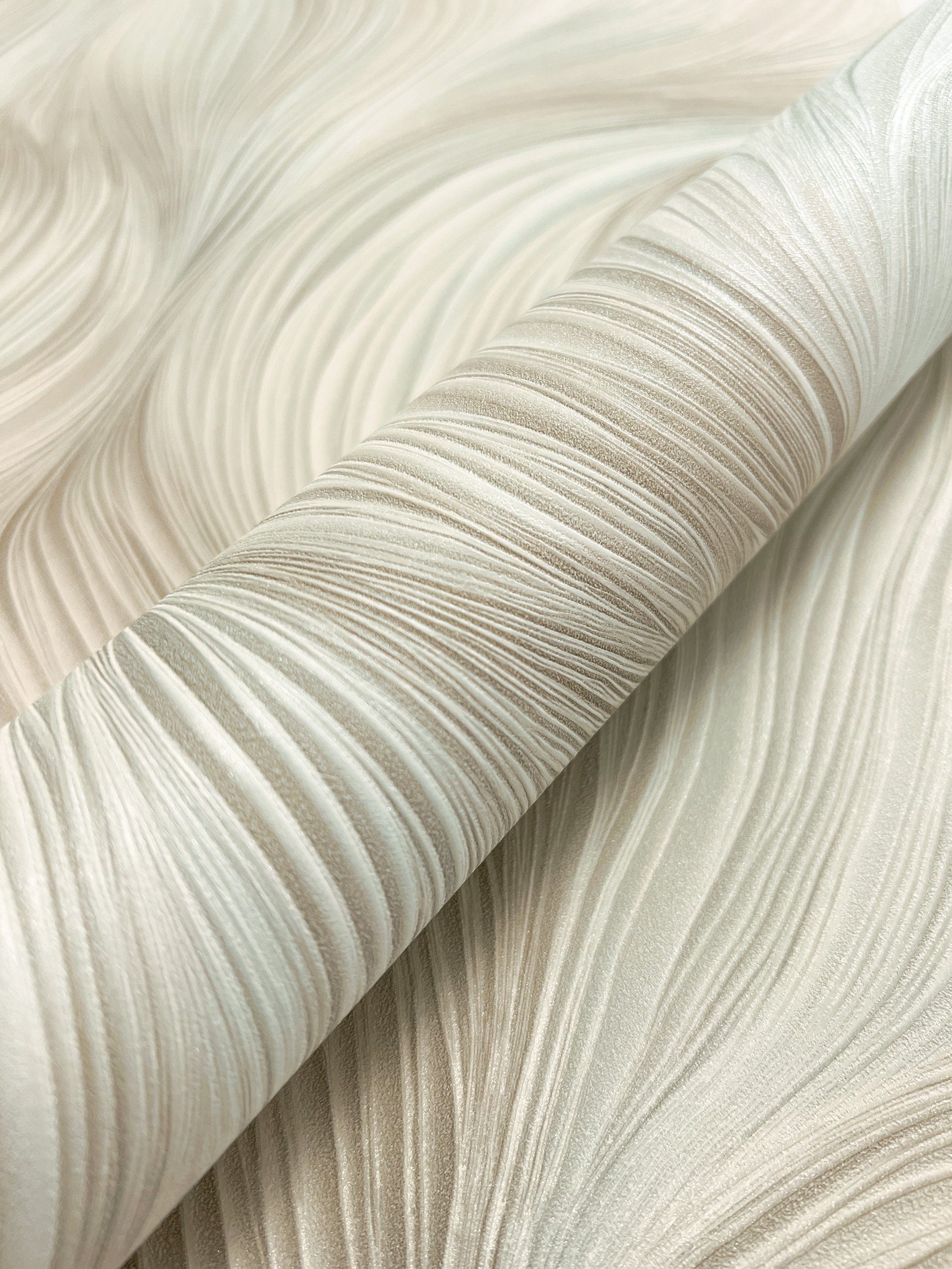 Newroom Vliestapete Kady Türkis Tapete Mustertapete Linien, Wellen, Streifen, strukturiert, Glanztapete