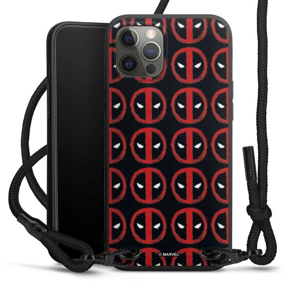DeinDesign Handyhülle Deadpool Pattern, Apple iPhone 12 Pro Max Premium Handykette Hülle mit Band