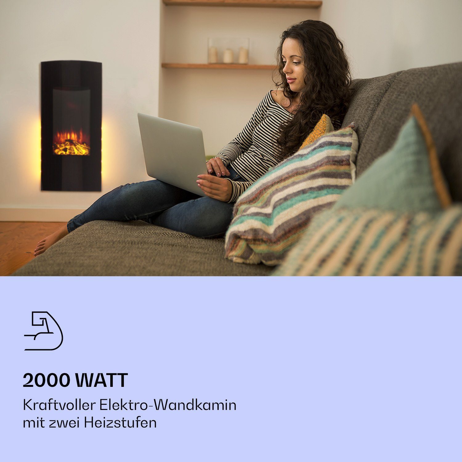 Klarstein Elektrokamin Lamington, elektrischer Kamin Heizfunktion günstig online kaufen