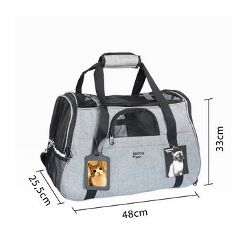 Abistab Pets Tiertransporttasche »faltbar Transportbox für Katze und kleine Hunde« bis 5,00 kg, Hundetransportbox für Auto- und Flugreisen mit ID-Tag und zusätzlichen Tragegurten 48 x 33 x 25,5cm