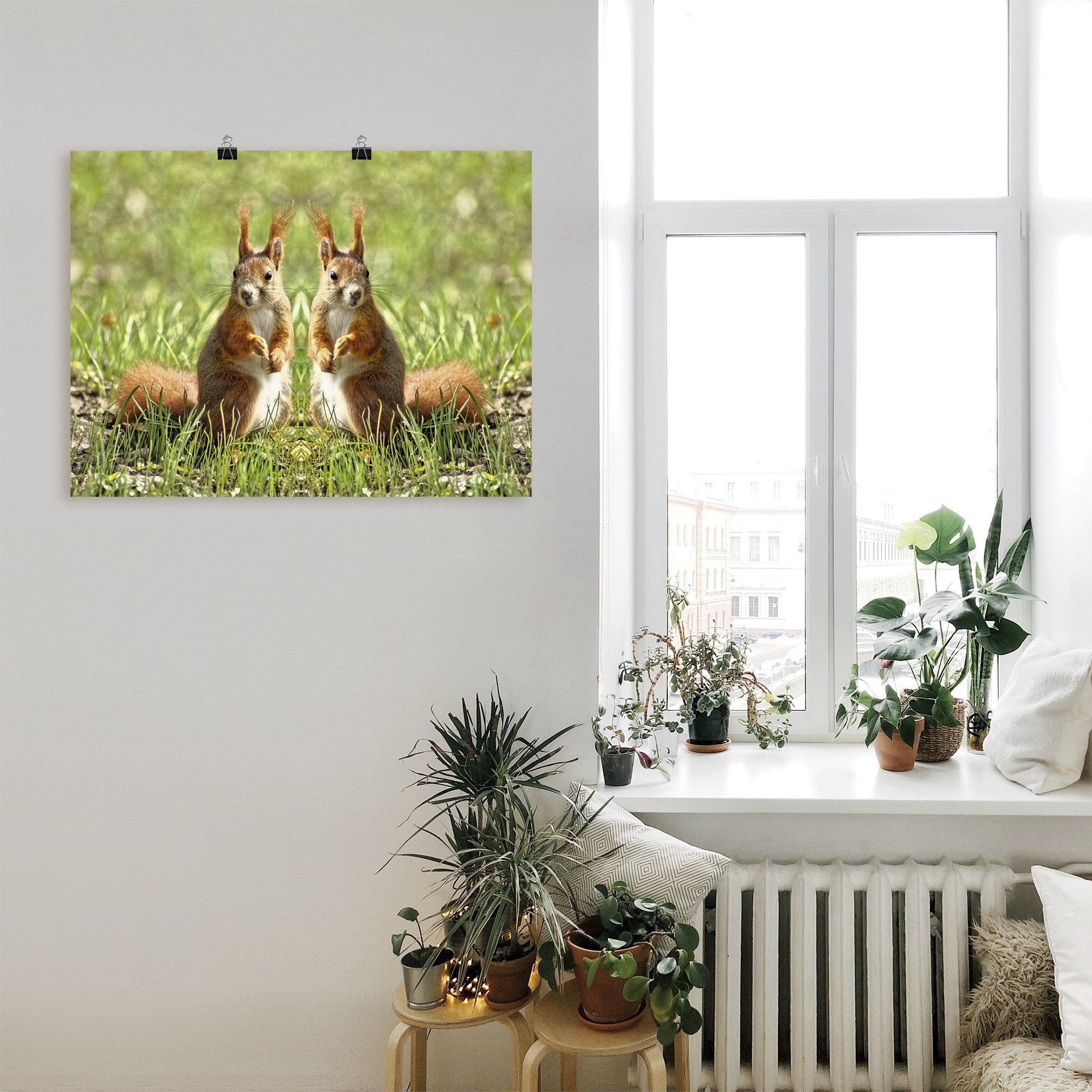 Wildtiere Rote Größen versch. Alubild, Poster St), Wandaufkleber Eichhörnchen (1 in Artland Zwillinge, als Leinwandbild, oder Wandbild