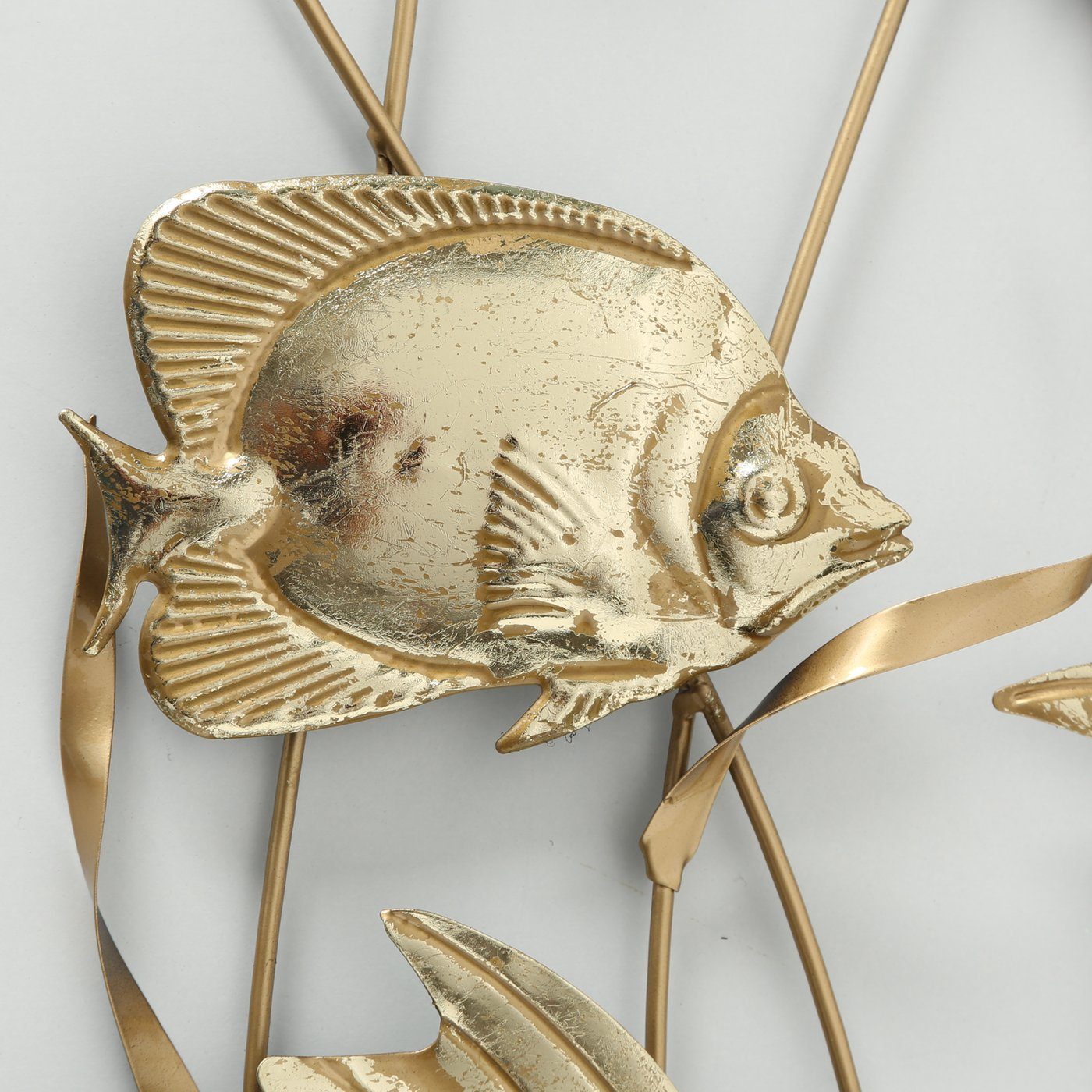 gold Wanddekoobjekt "Aquarium" - Wanddeko Metall aus in Fische BOLTZE