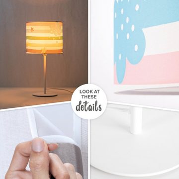 Paco Home Tischleuchte Tweet 462, ohne Leuchtmittel, Lampe Kinderzimmer Nacht âˆ…18cm Streifen Regenbogen Höhe 36,5cm E14