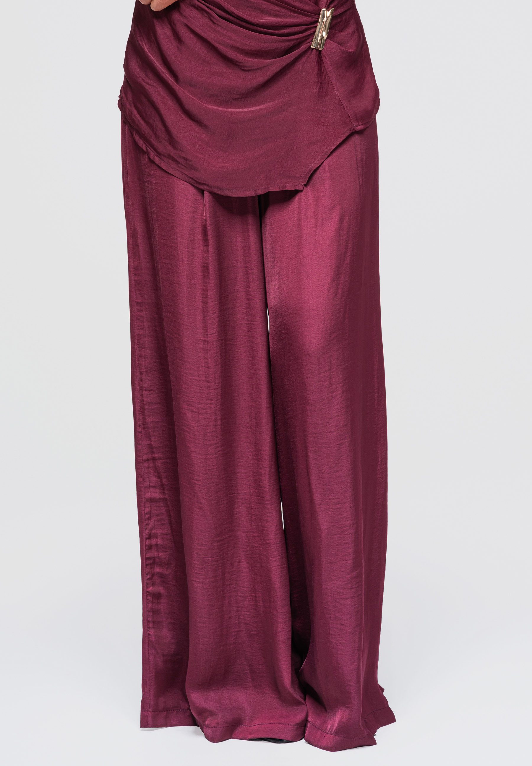 OMBRE Palazzohose Damen Palazzohose mit weitem Bein elegant Violett M (kein Set, 1-tlg)