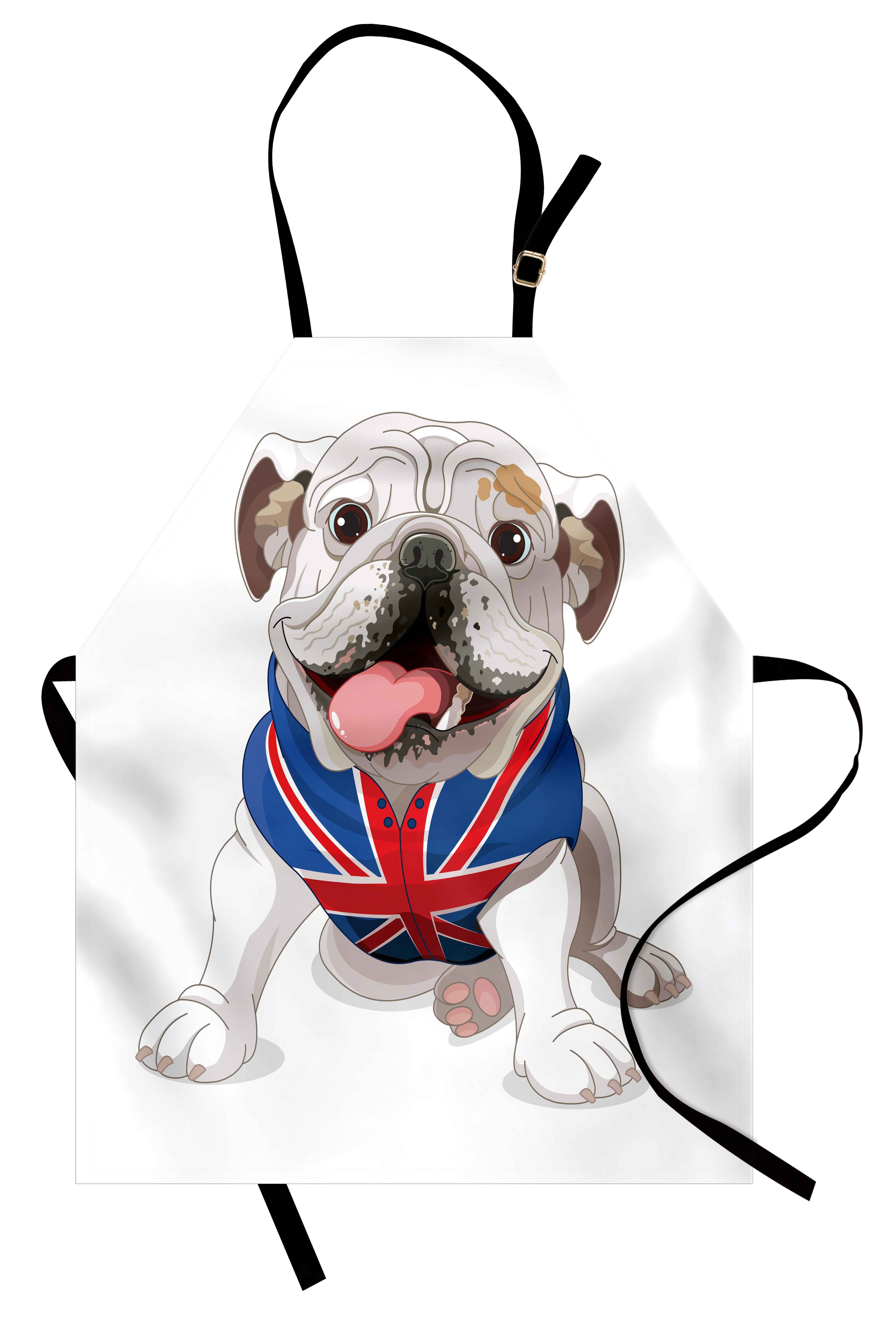 Abakuhaus Kochschürze Höhenverstellbar Klare Farben ohne verblassen, Englische Bulldogge Welpe mit Flagge