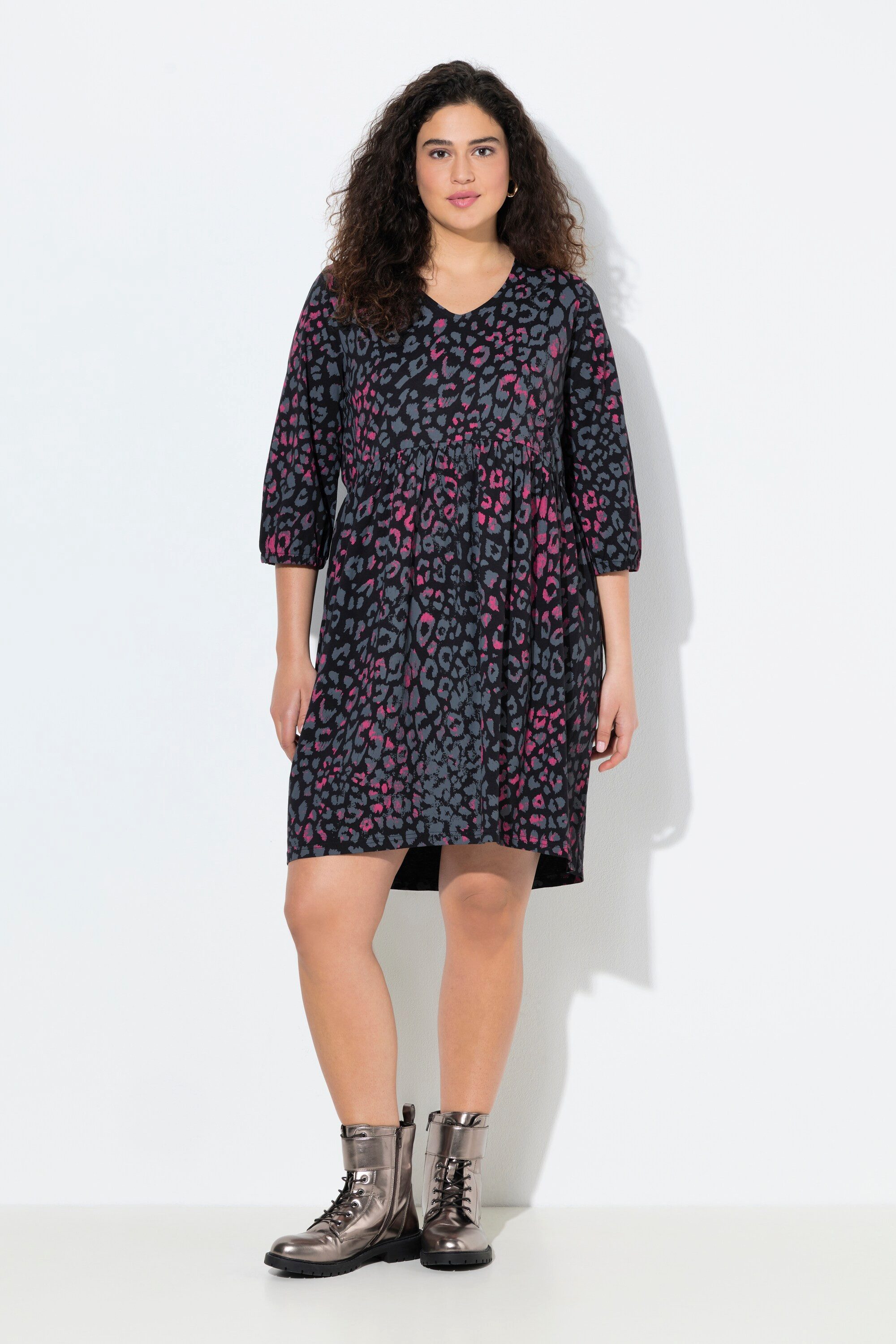 Ulla Popken Jerseykleid Jerseykleid Animaldruck A-Linie günstig online kaufen