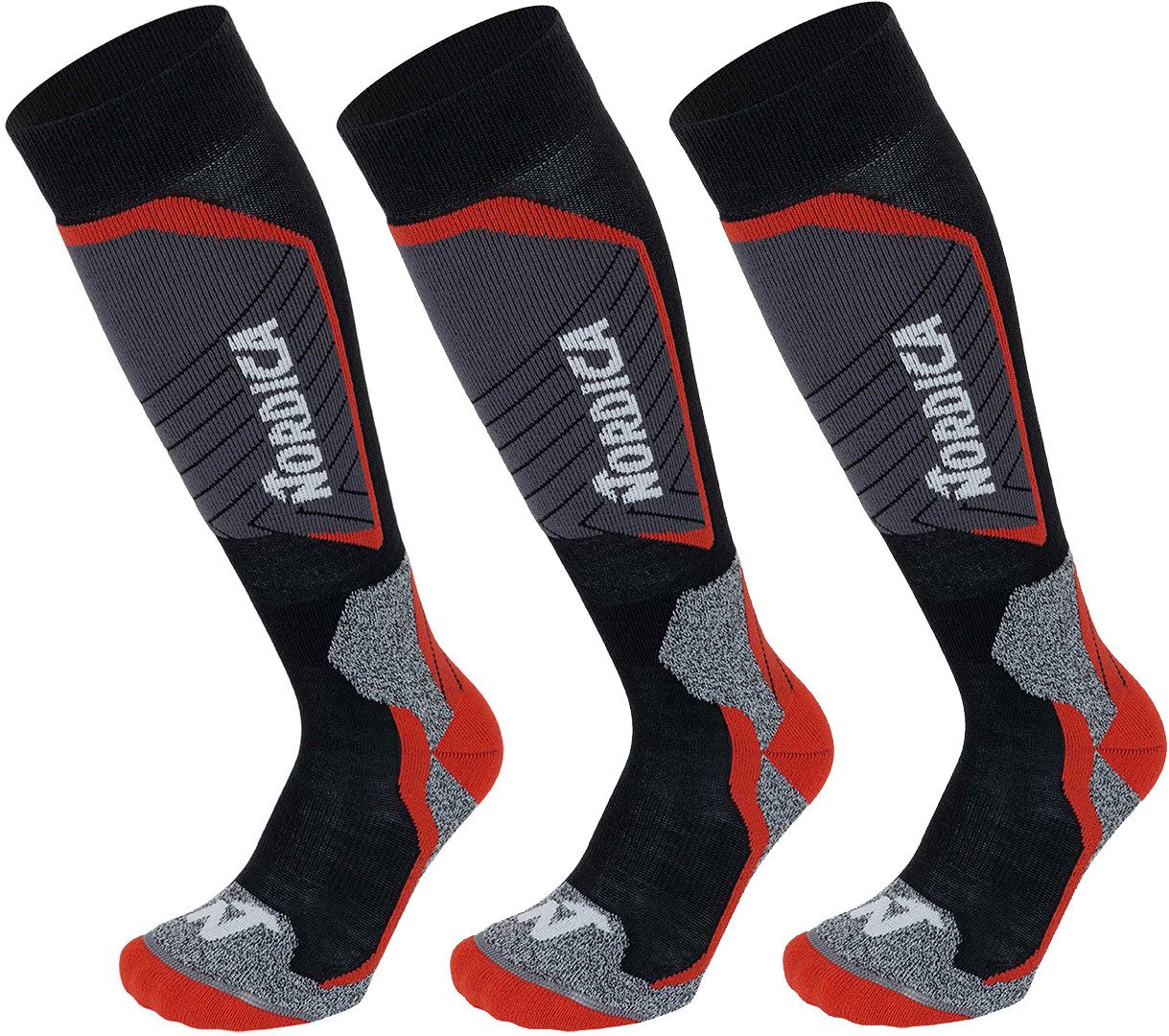 Nordica Skisocken NORDICA TECH JUNIOR 3er Pack Socken black/anthracite/red 2