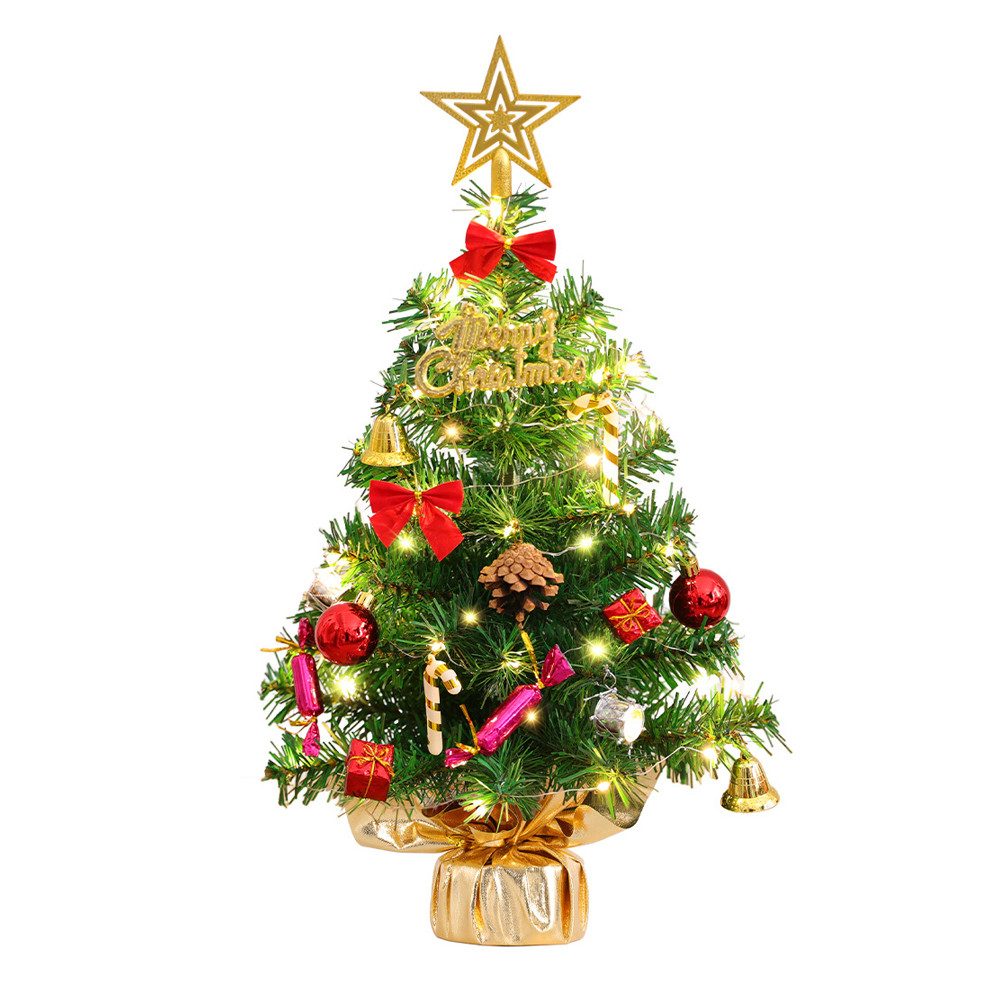 Sorvyzxn Künstlicher Weihnachtsbaum Deko-Weihnachtsbaum mit LED in Warmweiß, ca. 50 cm hoch, ideal für weihnachtliche DIY-Dekoration im Innenbereich