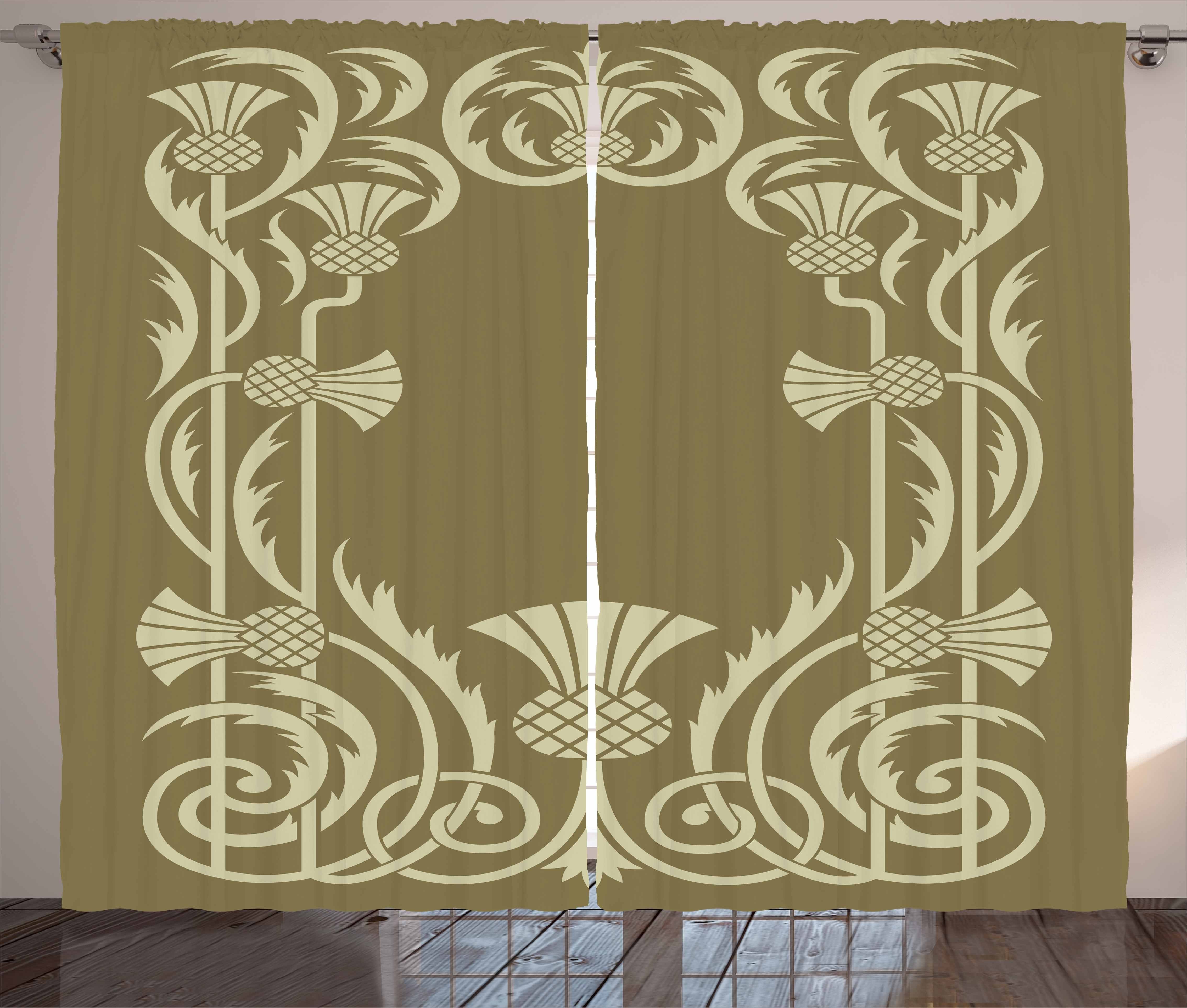 und Vorhang Schlaufen mit Schlafzimmer Haken, Jugendstil Ananas-Border Kräuselband Abakuhaus, Gardine