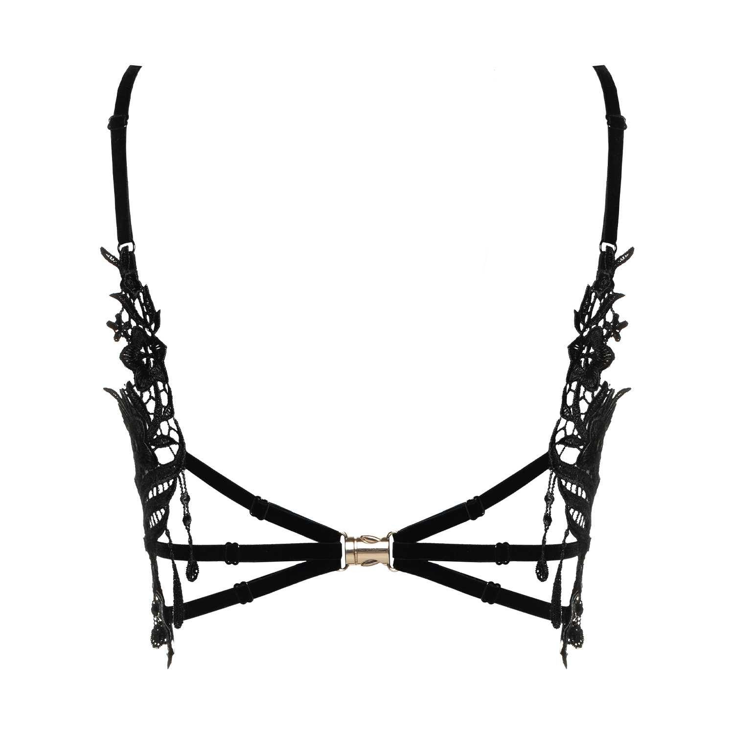 Asche & Gold Ouvert-BH Aurèle Harness aus Spitze schwarz edel sexy