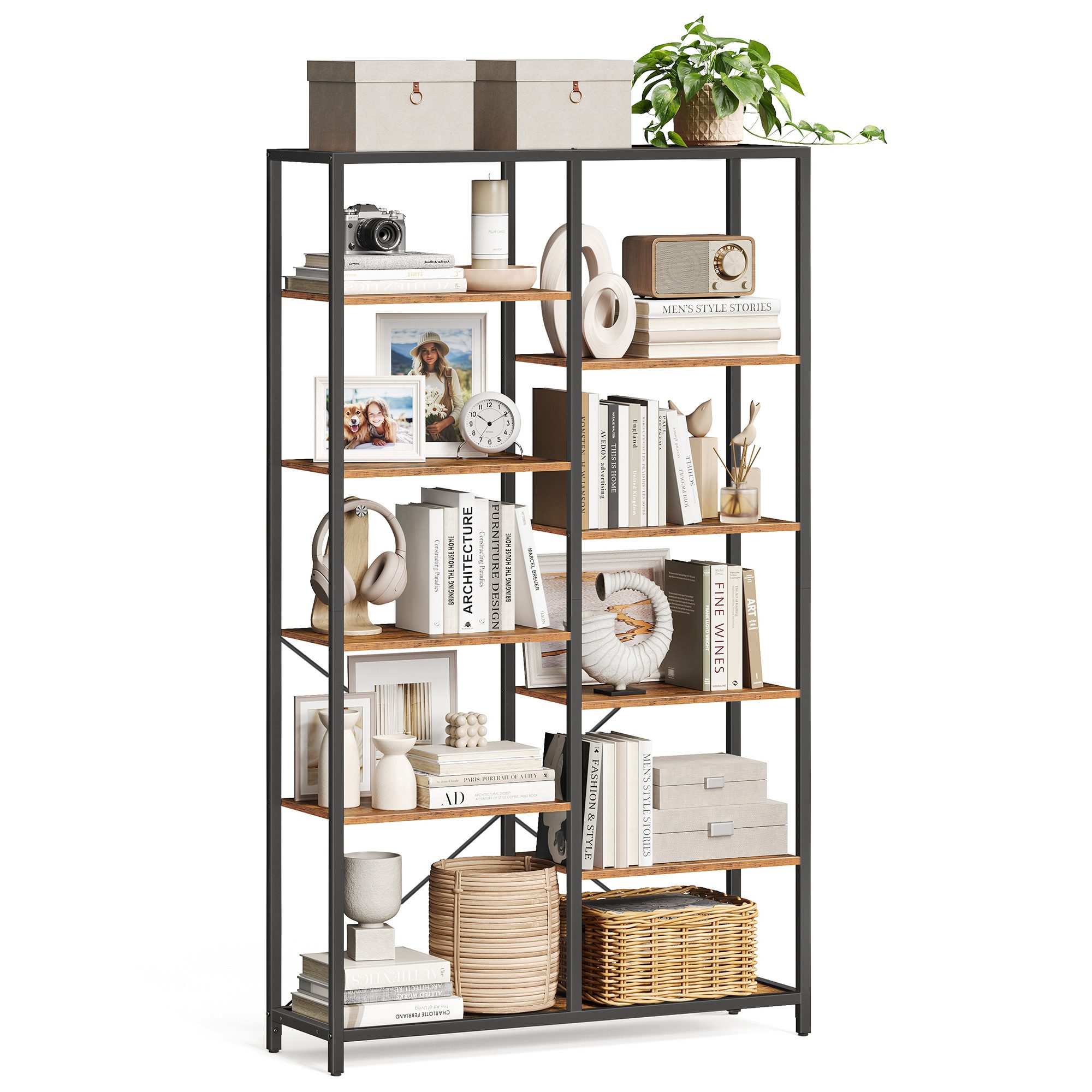 VASAGLE Bücherregal Standregal mit 5 Ebenen, für Wohnzimmer, Bad, einfache Montage, Regal