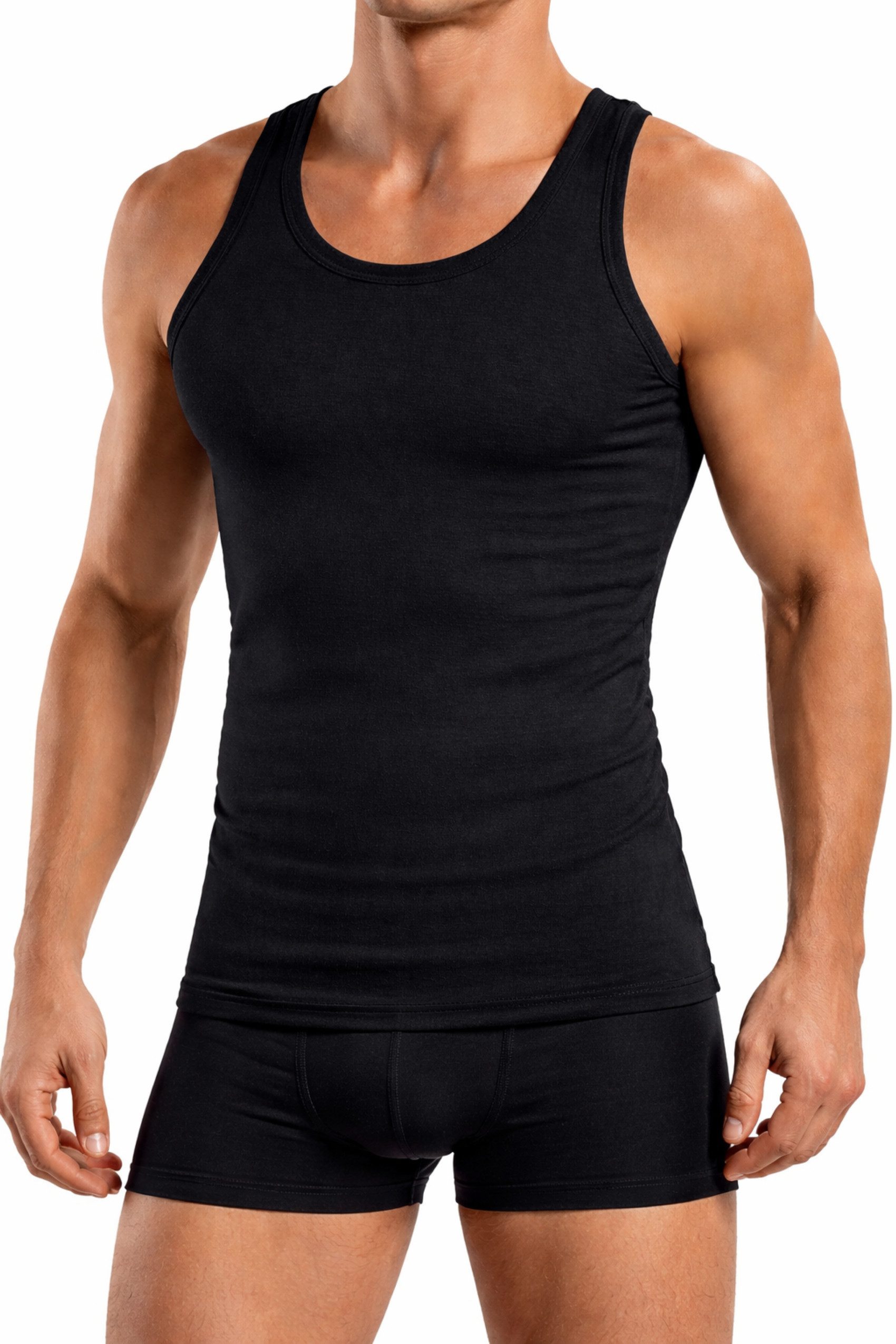 DDOnlineShop Unterhemd Herren 4er Pack Feinripp Weiß Tanktop Achselhemd 100% Baumwolle (Spar-Set, 4-St., 4er-Pack) Premium Feinripp-Qualität, reine Baumwolle – Bild 4 von 5