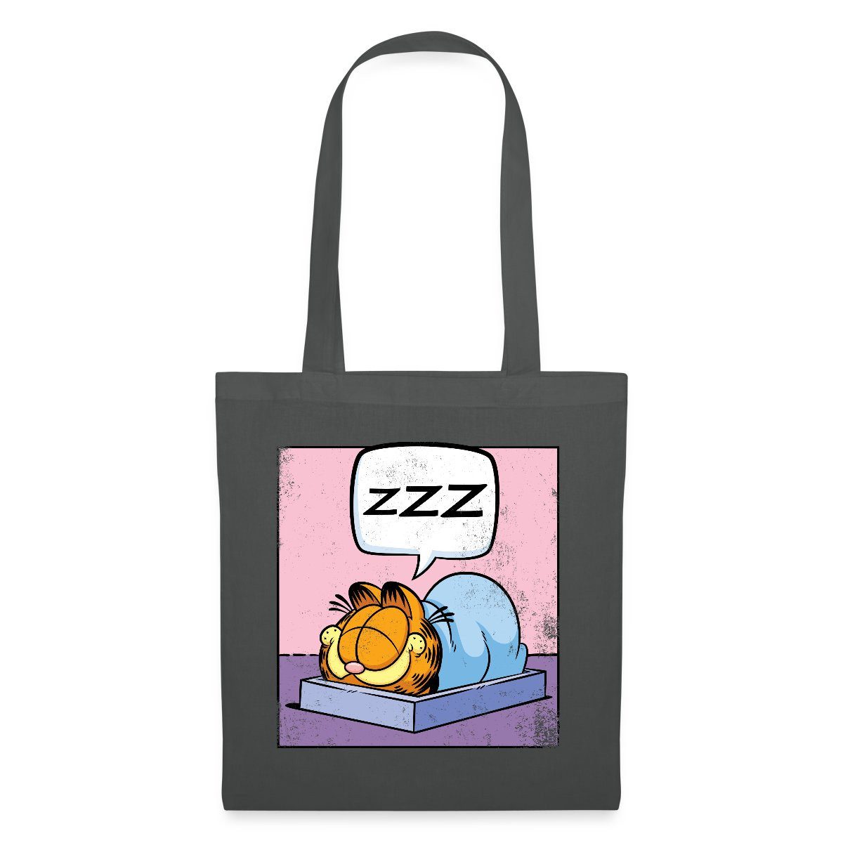 Spreadshirt Henkeltasche Garfield Schlafender Kater Zzz Power Nap Used Look Stoffbeutel (1-tlg)